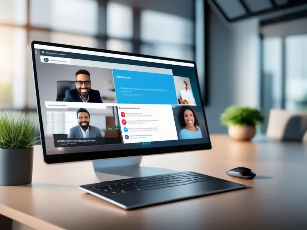 Plataforma de videoconferencia con automatización avanzada Una interfaz de plataforma de videoconferencia moderna y elegante con funciones avanzadas de automatización