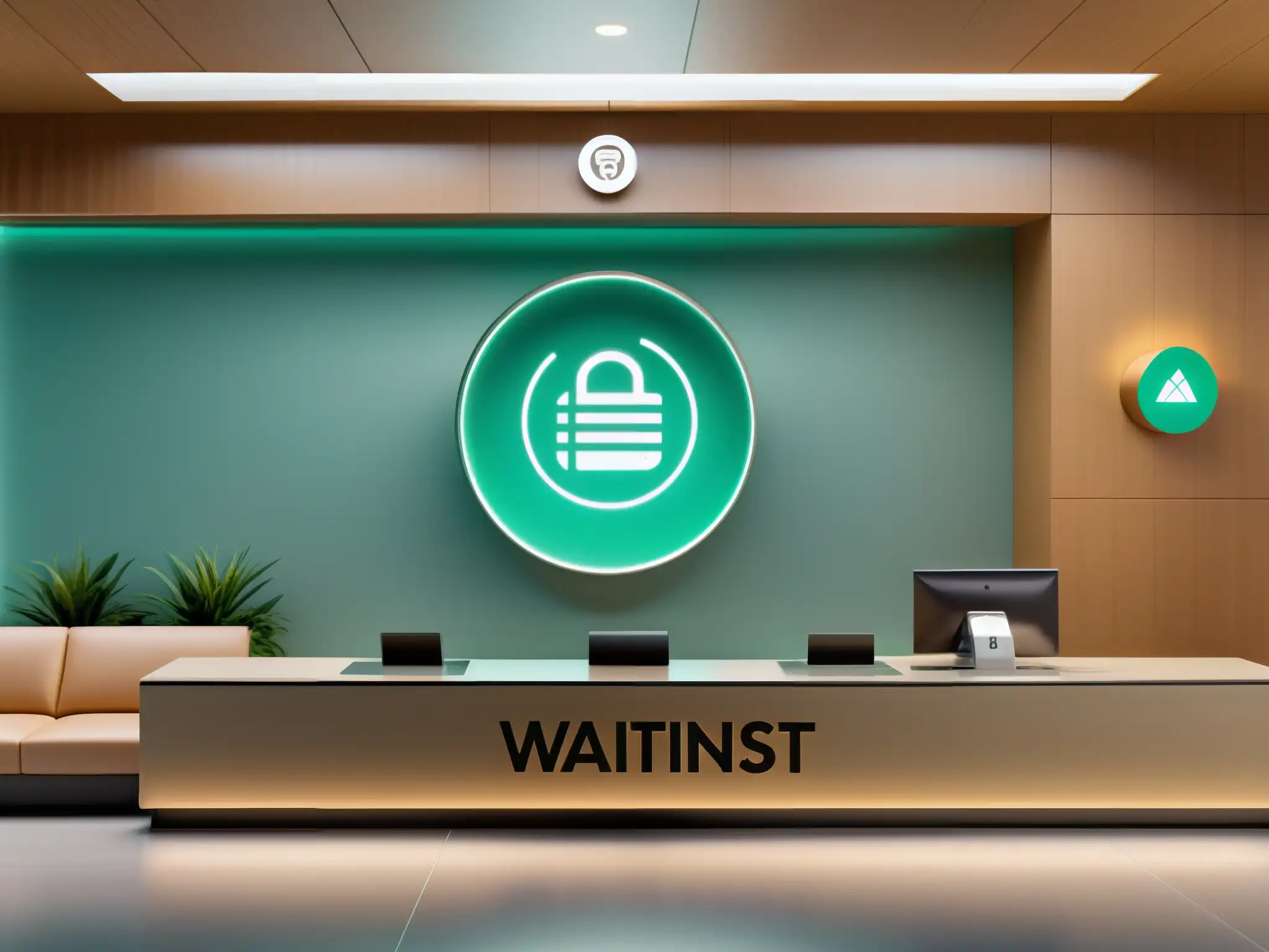 Interfaz moderna para sala de espera virtual: máximo control de privacidad Interfaz de sala de espera virtual moderna y minimalista con opciones de privacidad
