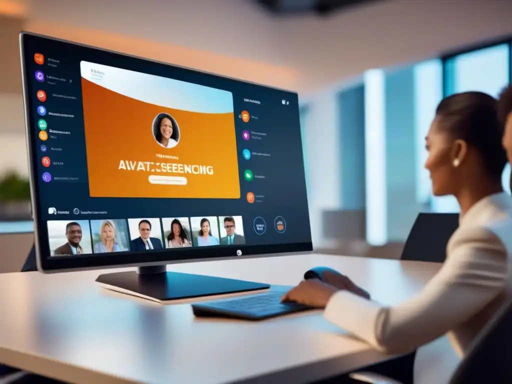 Interfaz de videoconferencia futurista y personalizable Una interfaz de videoconferencia avanzada con personalización y tecnología de vanguardia