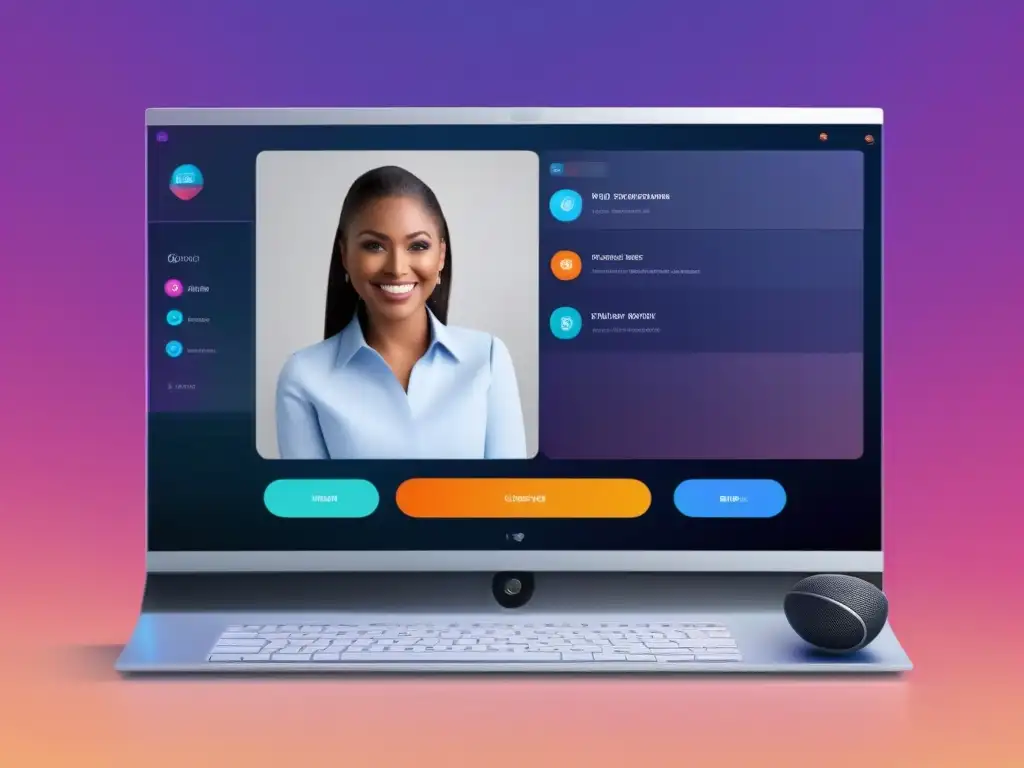 Interfaz de videoconferencia moderna y personalizable Interfaz de videoconferencia avanzada con personalización de colores, diseño y funciones de marca