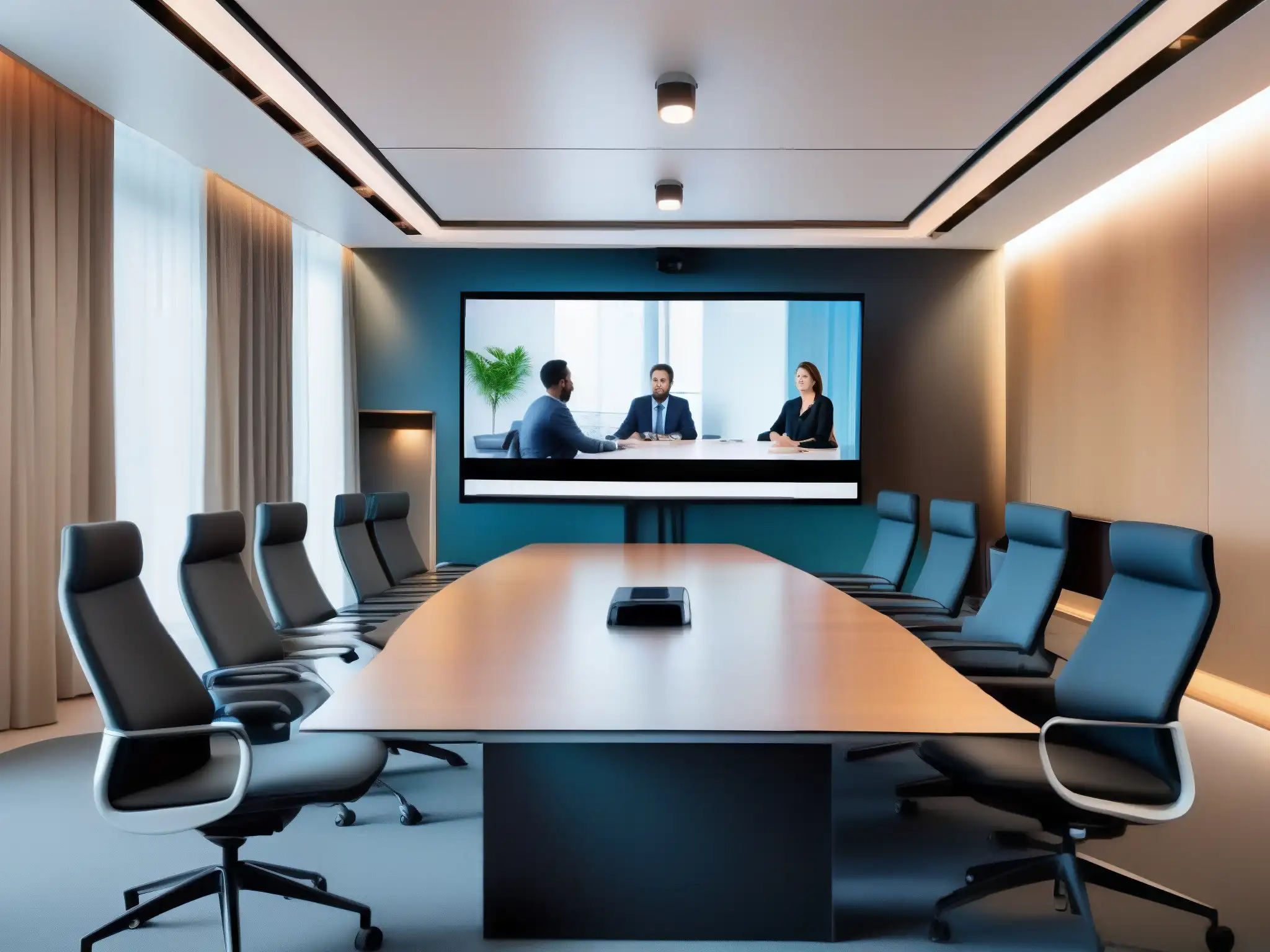 Videoconferencia profesional en pantalla de alta definición Interfaz de videoconferencia que refleja las mejores prácticas en diseño, eficiencia y comunicación profesional