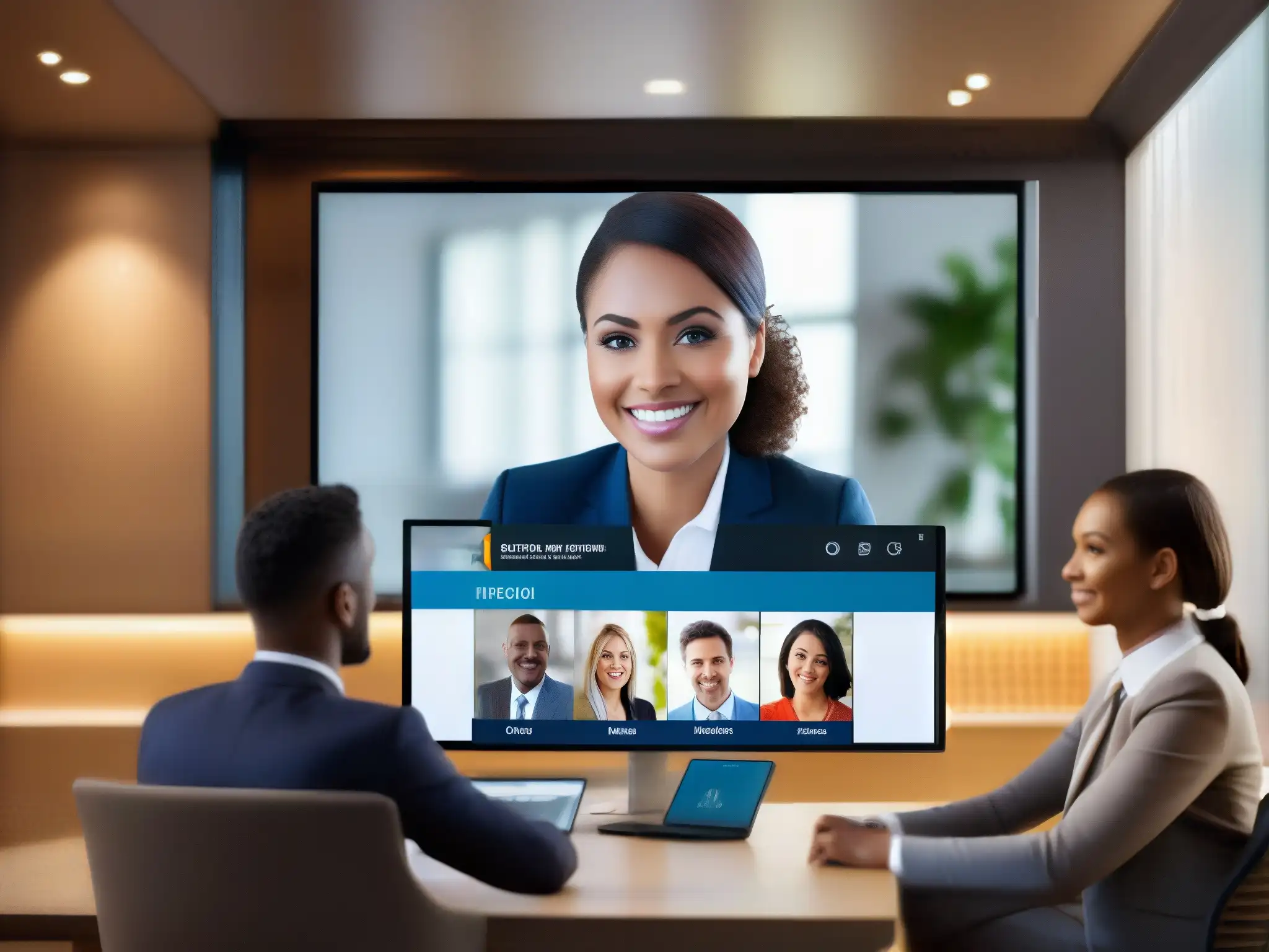 Plataforma de videoconferencia y gestión de datos profesionales Interfaz de videoconferencia moderna e intuitiva con integración de bases de datos, colaboración en tiempo real y controles de acceso seguros