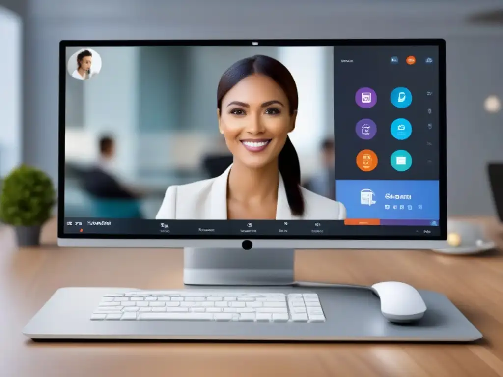 Interfaz de videoconferencia moderna y profesional Interfaz de videoconferencia moderna y minimalista con controles intuitivos y calidad HD, para las mejores interfaces de videoconferencias intuitivas