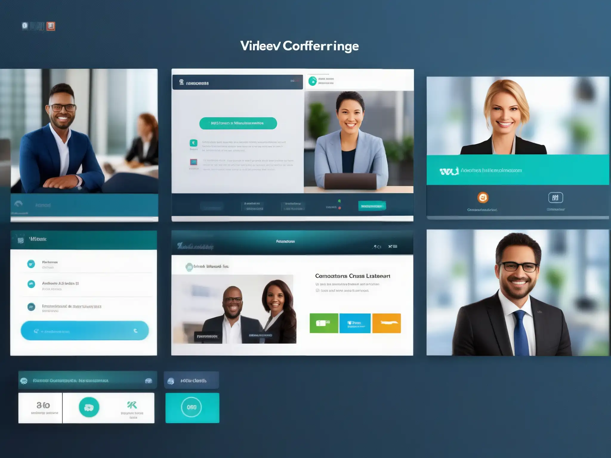 Interfaz de videoconferencia personalizable y profesional Interfaz de videoconferencia moderna con opciones de personalización para videoconferencias corporativas