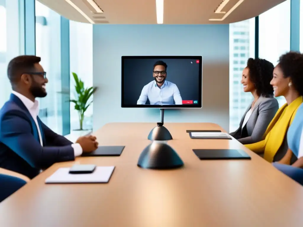 Interfaz de videoconferencia moderna y eficiente Una interfaz de videoconferencia moderna y profesional con un diseño limpio y minimalista