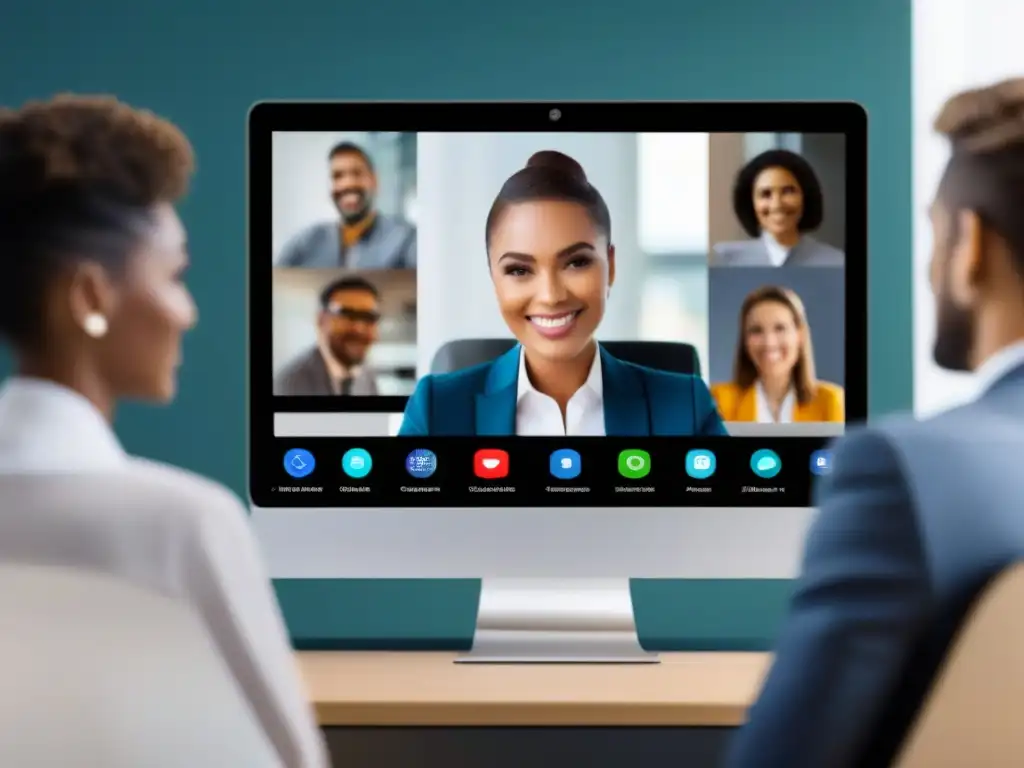 Interfaz de videoconferencia GDPR: profesional y segura Interfaz de videoconferencia moderna y profesional con diseño GDPR-compliant
