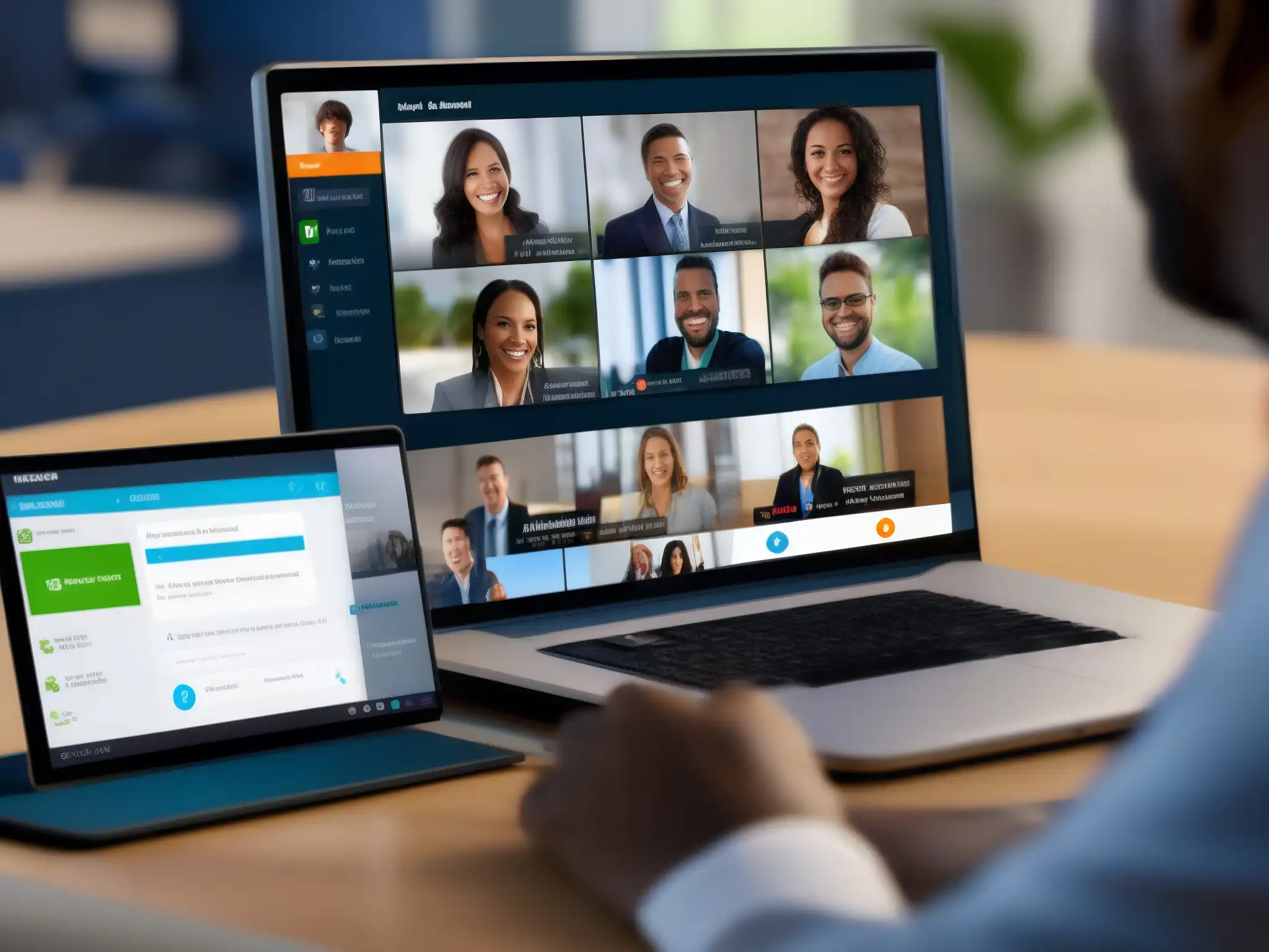 Personaliza tu videoconferencia: diseño moderno y opciones ajustables Interfaz de videoconferencia personalizable con moderno diseño y opciones de personalización de apariencia