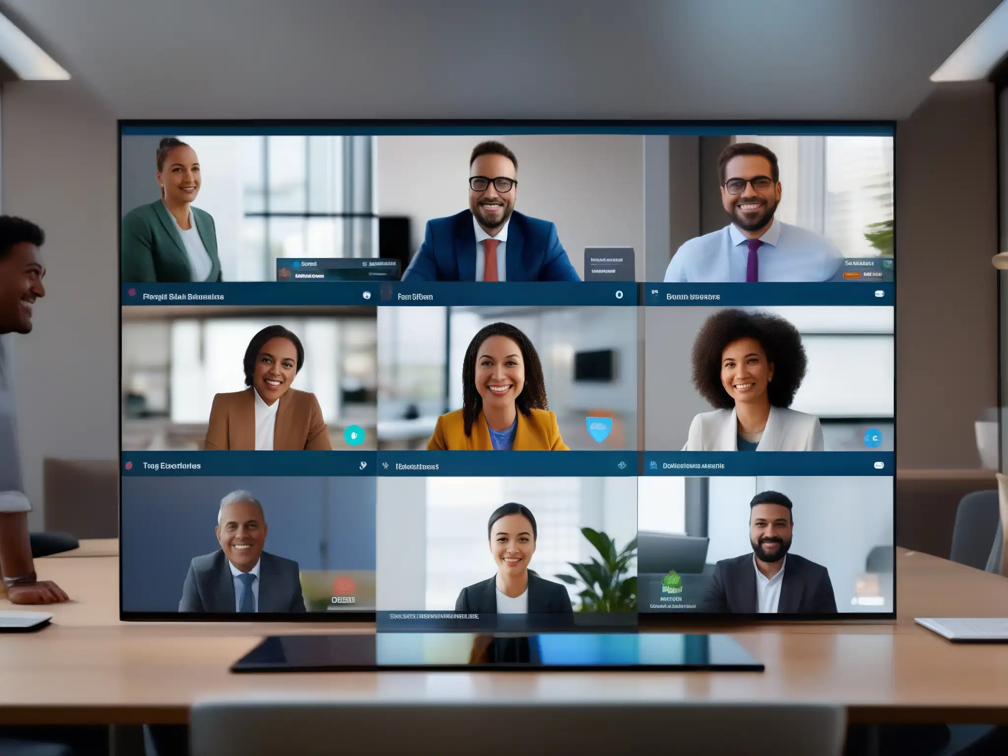 Plataforma de videoconferencia segura en 8k Interfaz de videoconferencia virtual con Protocolos AntiMalware, reuniones profesionales en ventana 8k