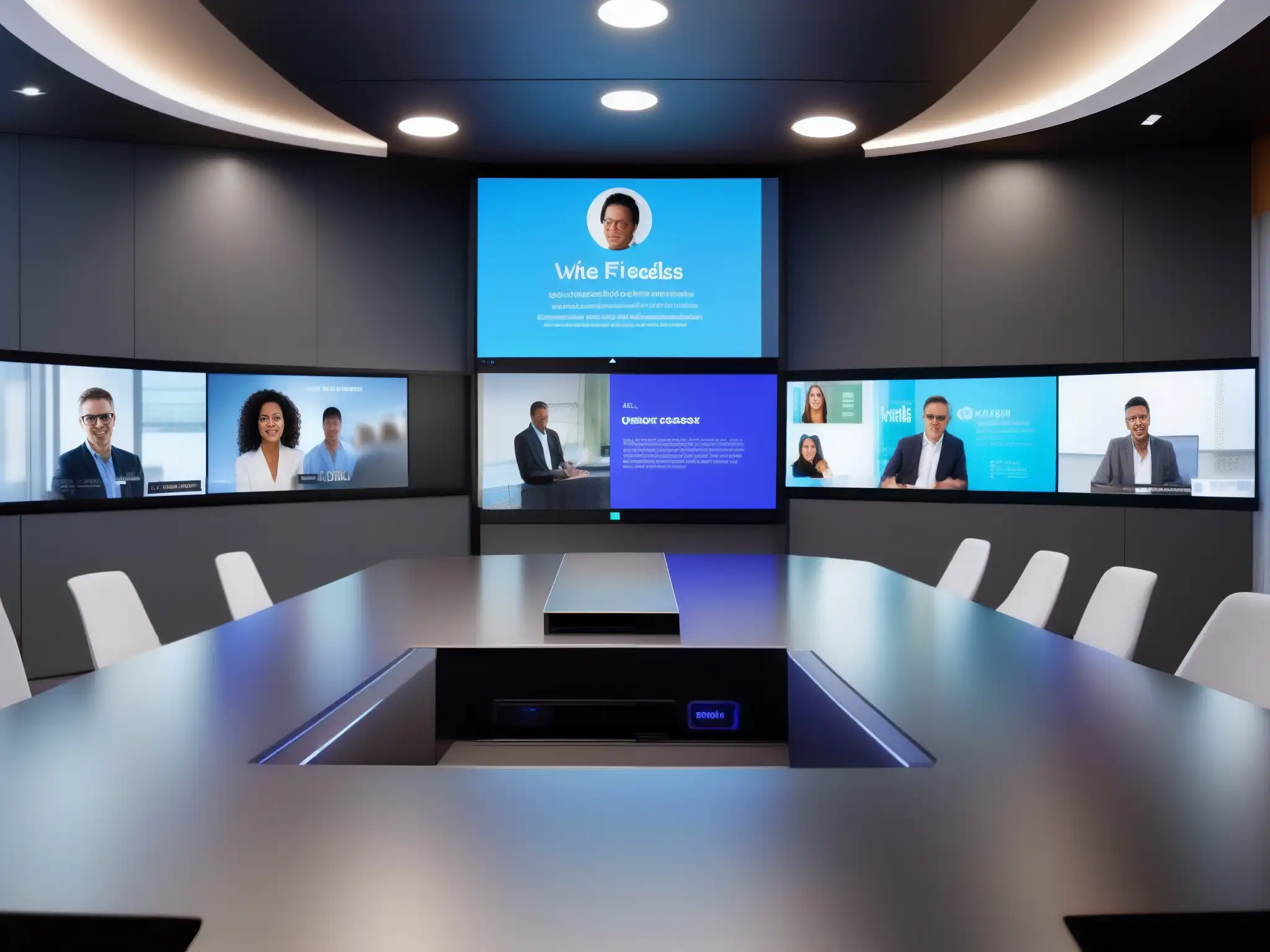 Interfaz de videoconferencia moderna y profesional Interfaz de videoconferencias moderna y eficiente con herramientas de seguimiento