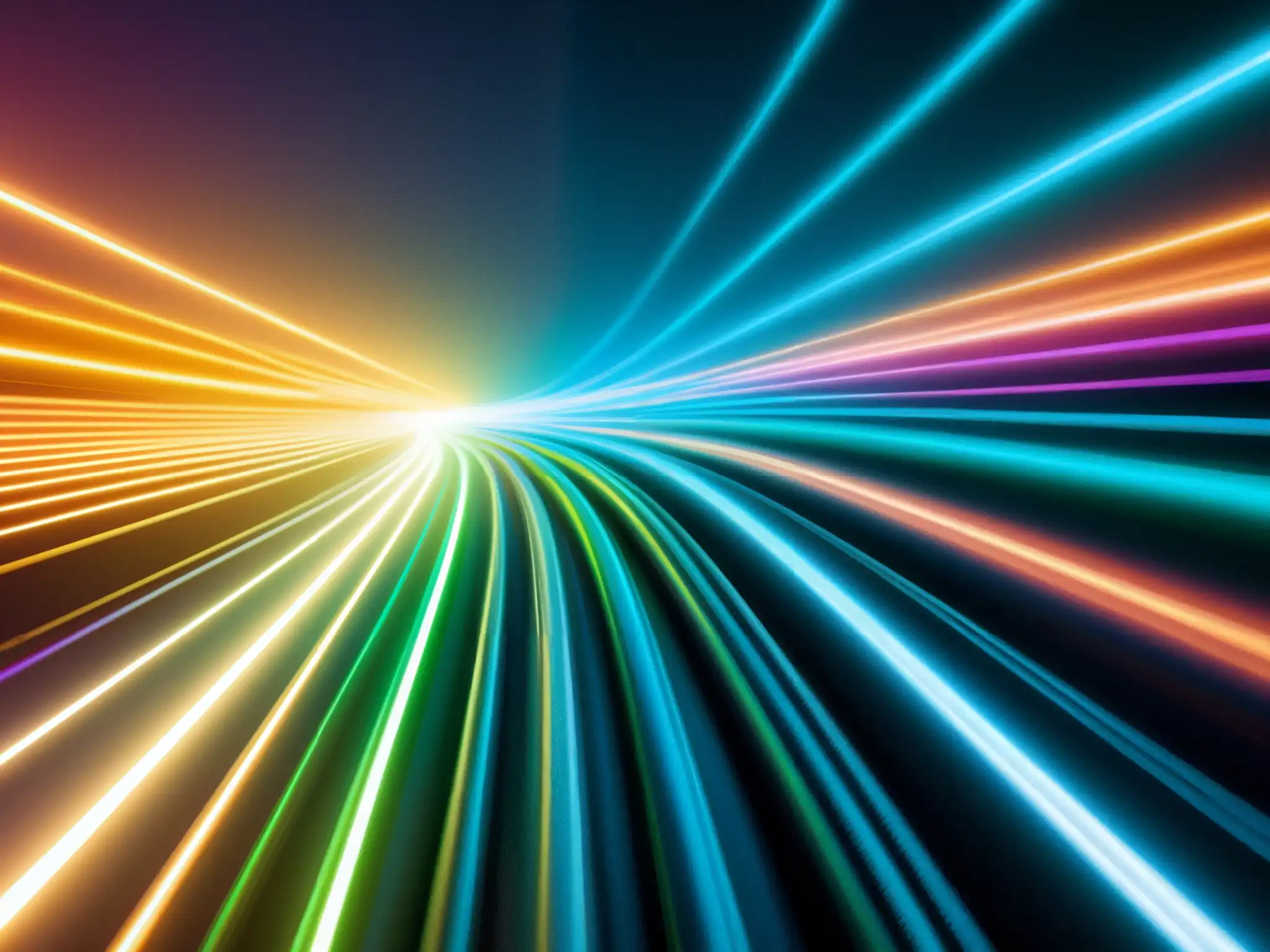 Patrones de luz en cables de fibra óptica: precisión y tecnología avanzada Patrón de luz vibrante viajando por cables de fibra óptica, transmitiendo datos con precisión y tecnología de calidad para videoconferencias