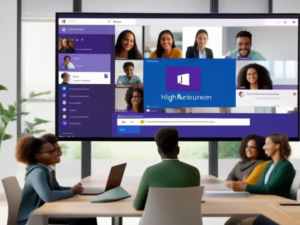 Clase virtual dinámica con Microsoft Teams Maestros y estudiantes participando en una dinámica discusión en Microsoft Teams