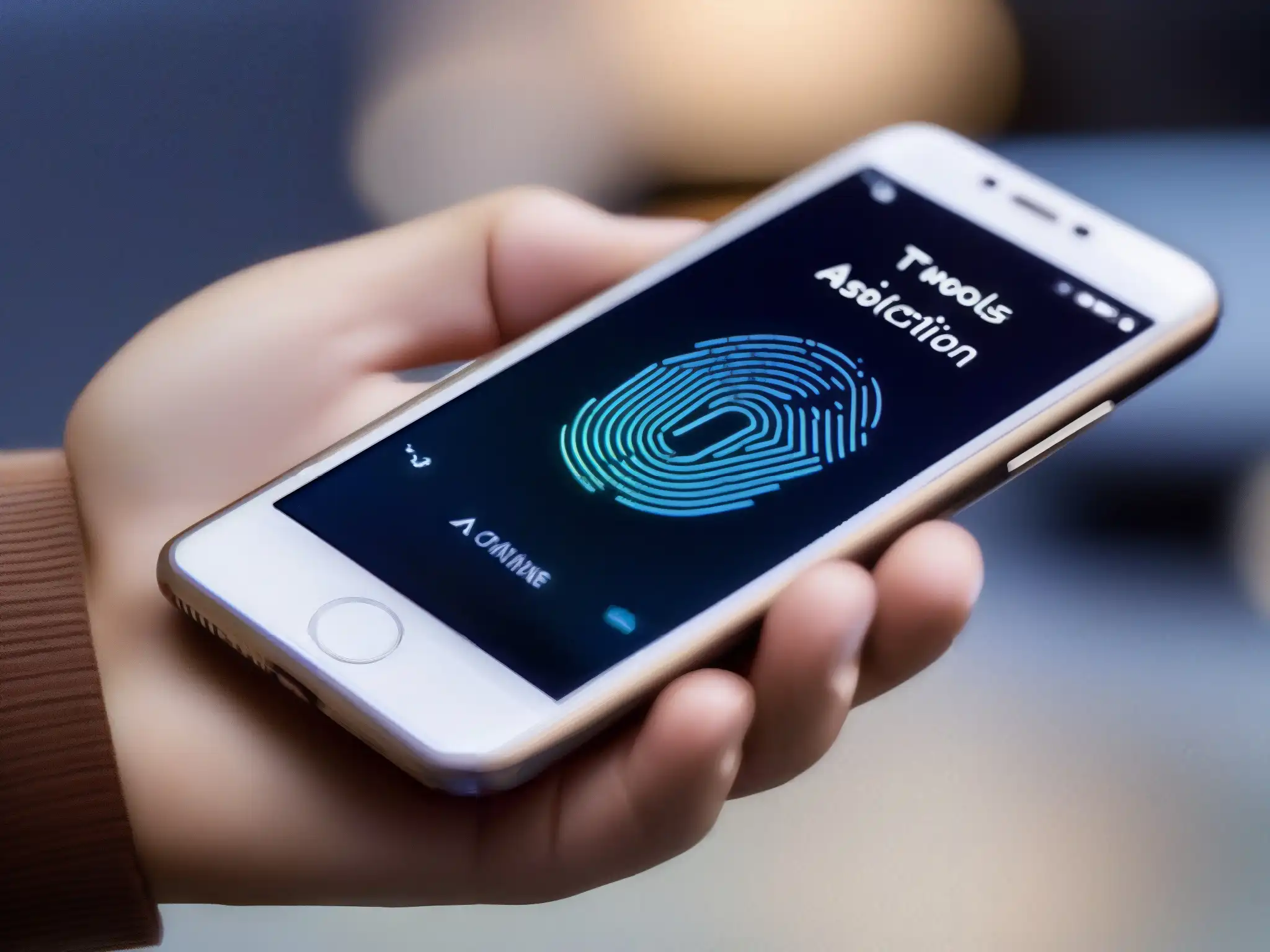 Autenticación biométrica: seguridad avanzada en smartphone Una mano sostiene un smartphone con autenticación de dos factores, generando un código único