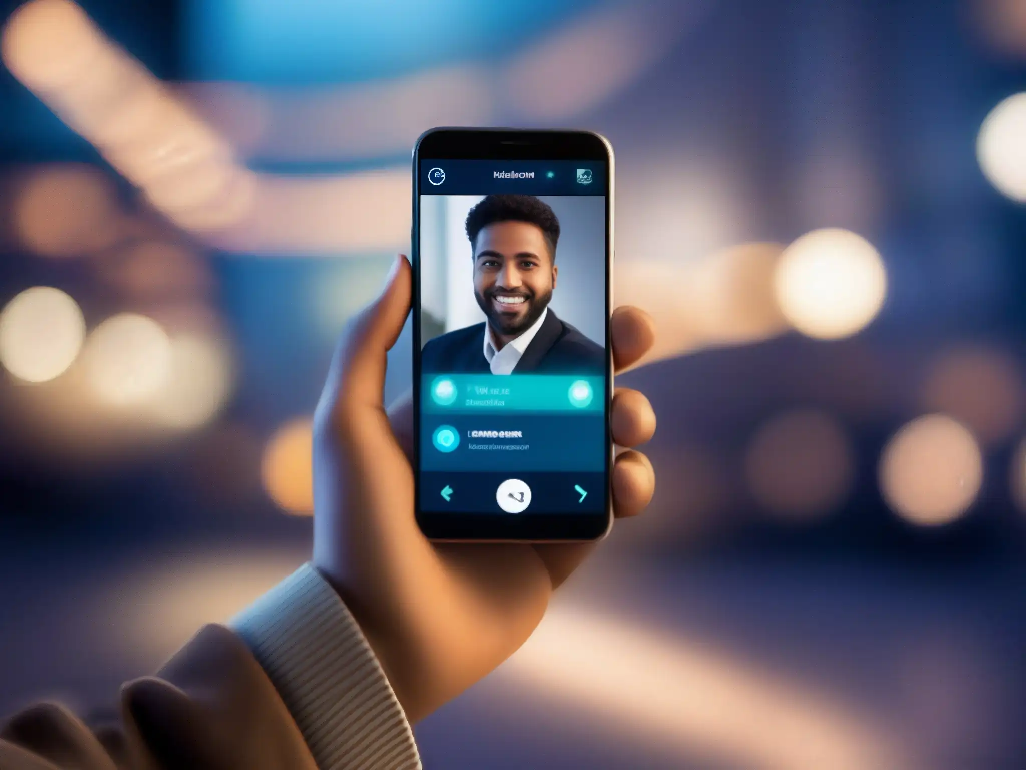 Autenticación Multifactor Video llamada Mano sostiene smartphone con seguridad multifactor en videoconferencias