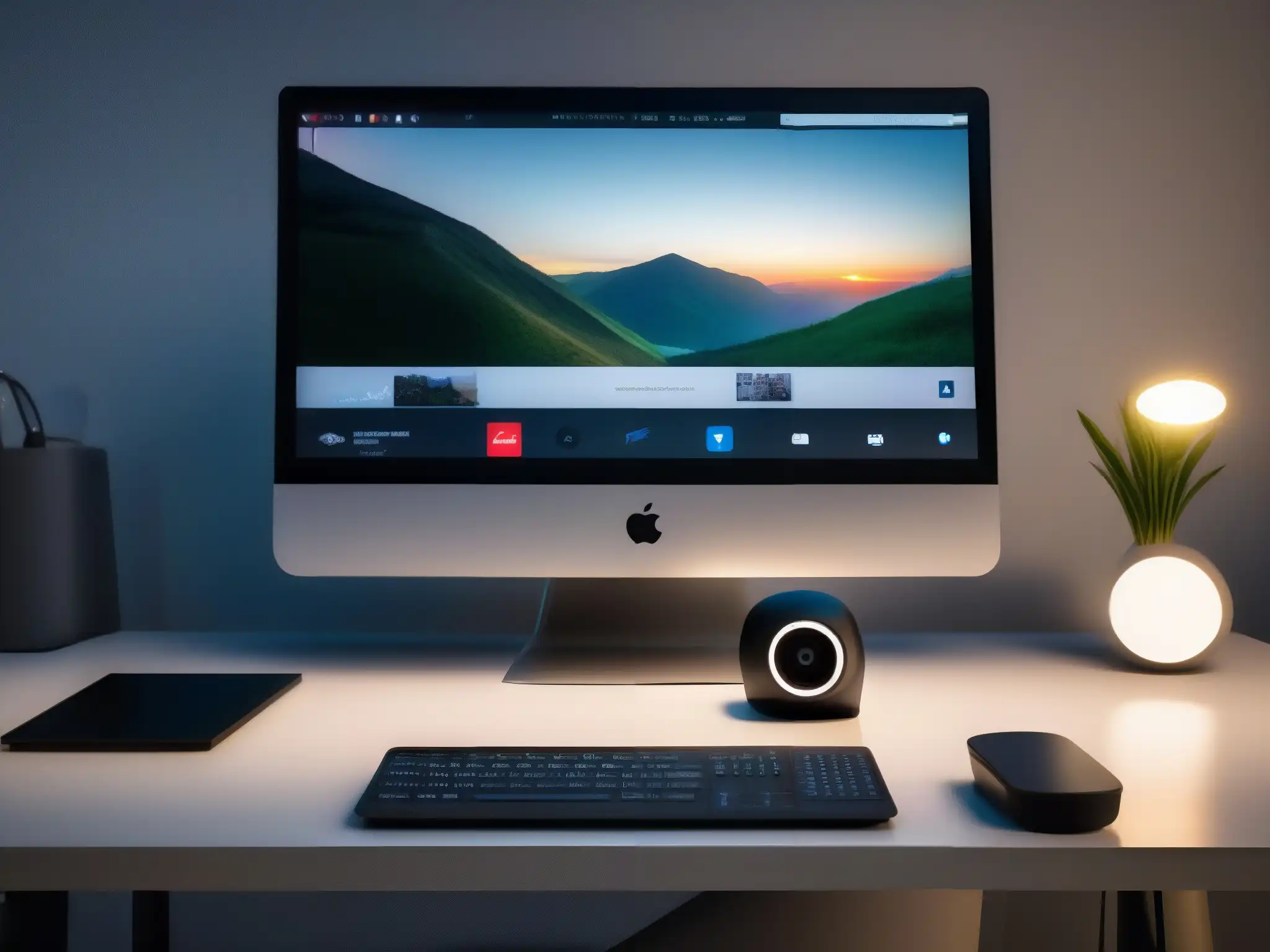 Videoconferencia de alta tecnología en un entorno profesional Una moderna configuración de videoconferencia, con las mejores herramientas para profesionales, en un espacio minimalista y profesional