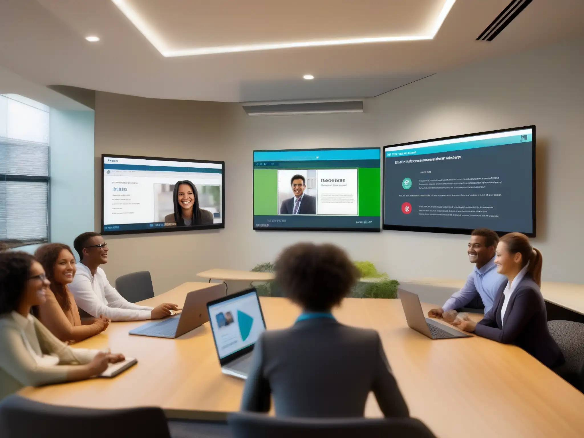 Clase virtual interactiva en Adobe Connect para educación a distancia Una moderna y bien equipada aula virtual en Adobe Connect, destacando las mejores características de educación a distancia