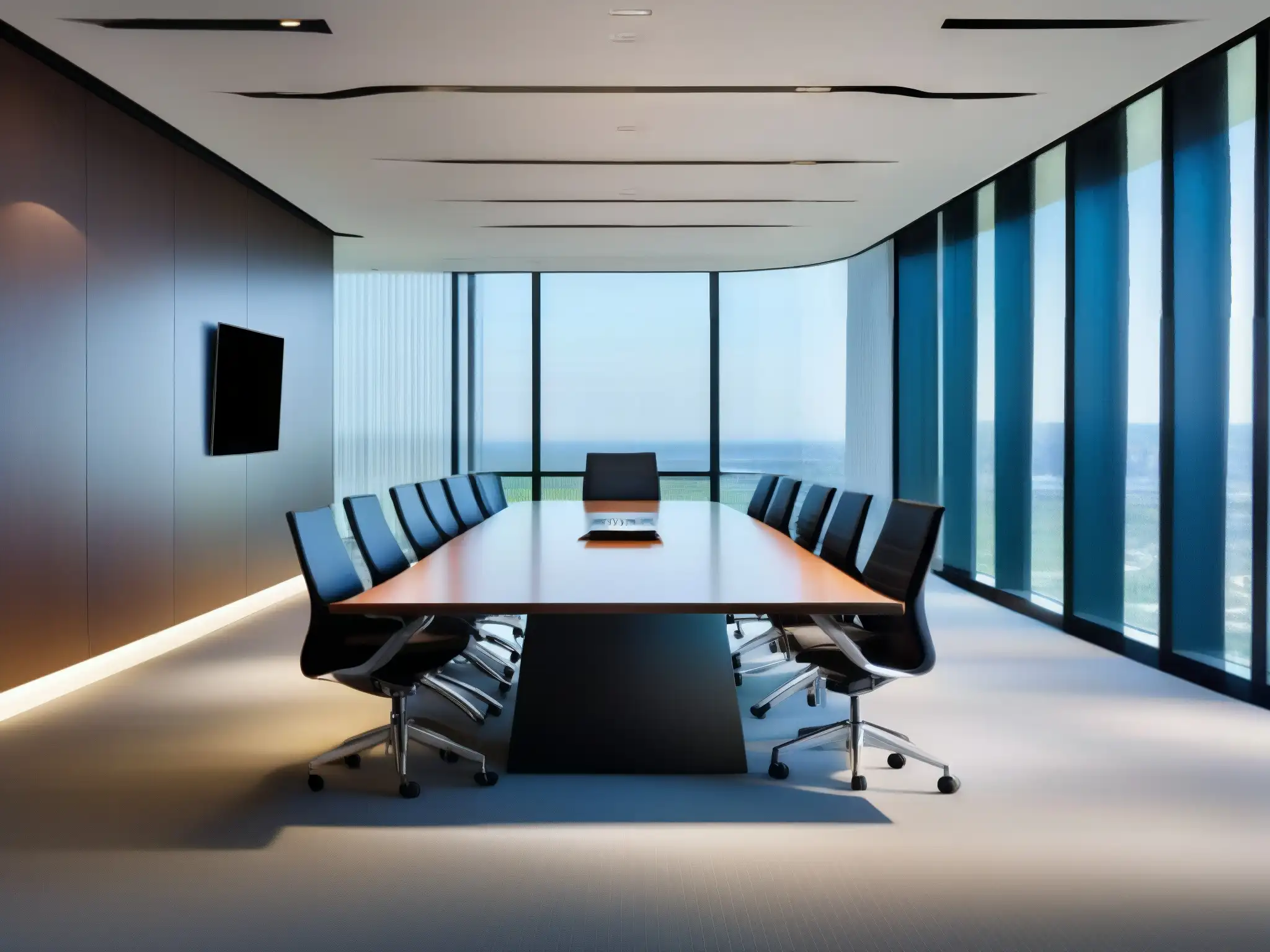 Sala de juntas moderna con tecnología de vanguardia Moderna sala de juntas con tecnología de vanguardia y elegante integración de Chime en ambientes corporativos