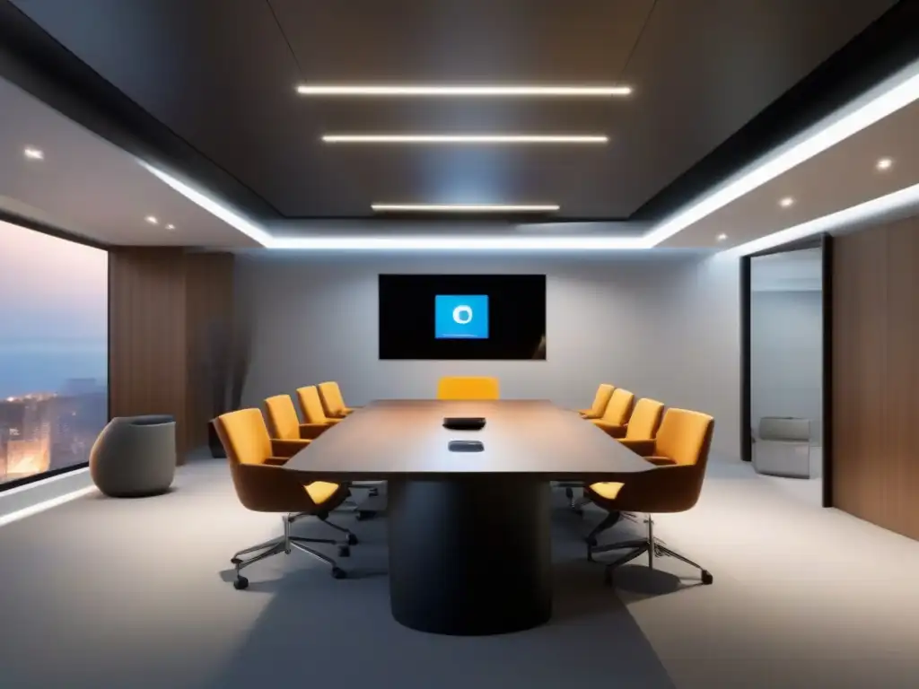 Sala de videoconferencias de diseño moderno para reuniones productivas Moderna sala de videoconferencias con diseño minimalista, equipada con las mejores herramientas de videoconferencia corporativas para reuniones productivas