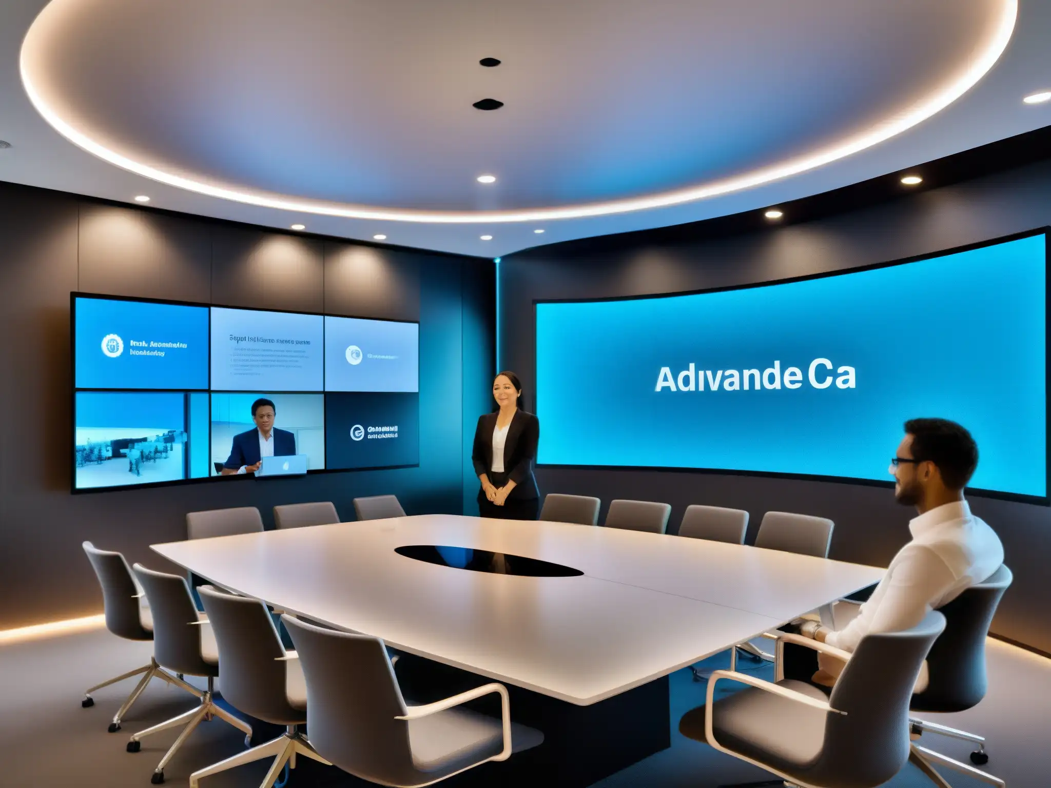 Sala de videoconferencias virtual de alta tecnología Moderna sala de videoconferencias con funcionalidades exclusivas