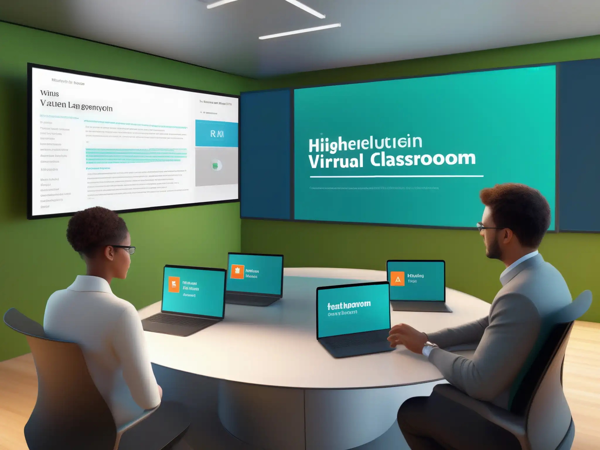 Aula virtual moderna con tecnología sofisticada Una moderna y sofisticada plataforma de educación virtual con GoToMeeting