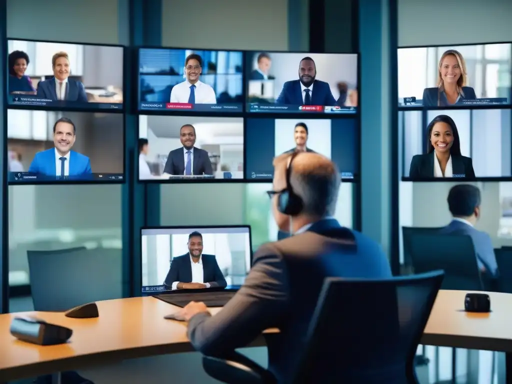 Conferencia segura del gobierno: alta tecnología y diversidad Oficial gubernamental en videoconferencia segura con estándares seguridad videoconferencias gubernamentales