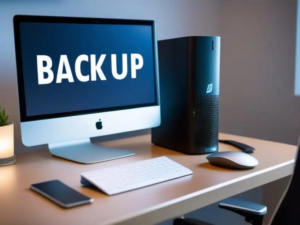 Oficina en casa organizada con backup de sesiones online Oficina en casa moderna y organizada con sistema de respaldo de sesiones online para videoconferencia