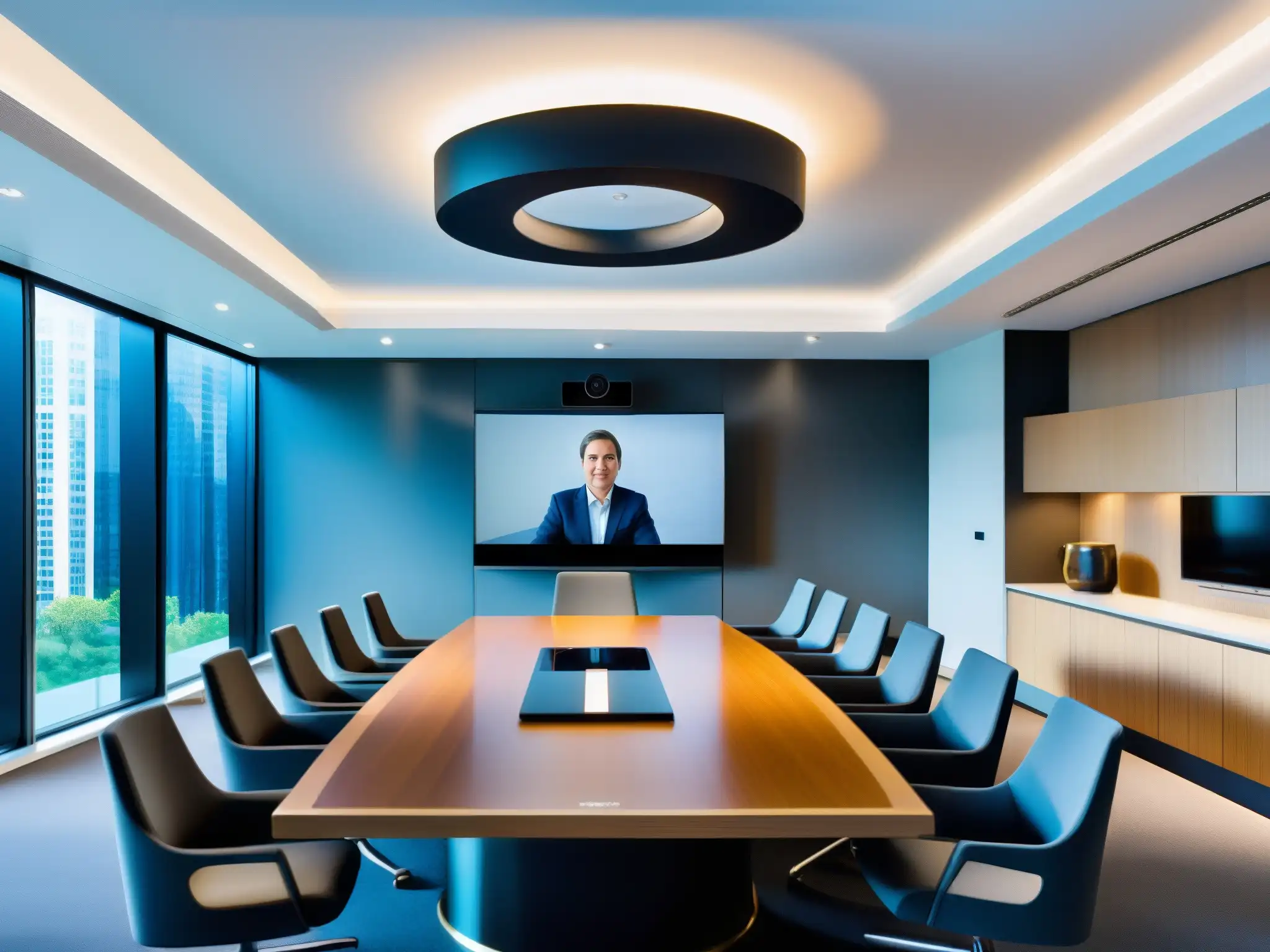 Sala de videoconferencias profesional y moderna Oficina minimalista con sistema de videoconferencia profesional, ideal para soluciones escalables videoconferencia PYMES