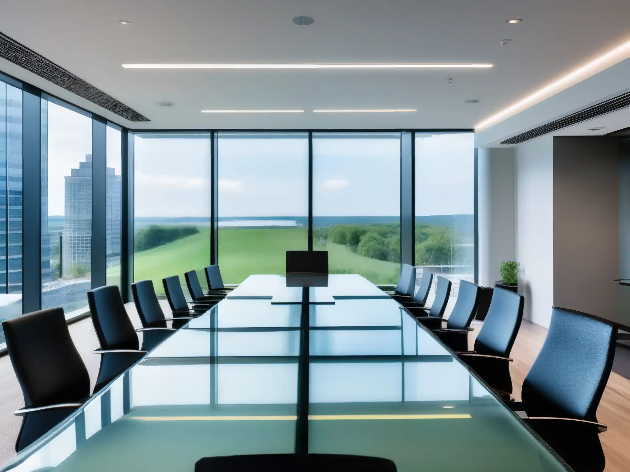 Oficina moderna: reunión virtual dinámica y colaborativa Oficina moderna con las mejores herramientas de videoconferencia para empresas, reunión animada en sala de juntas luminosa y elegante