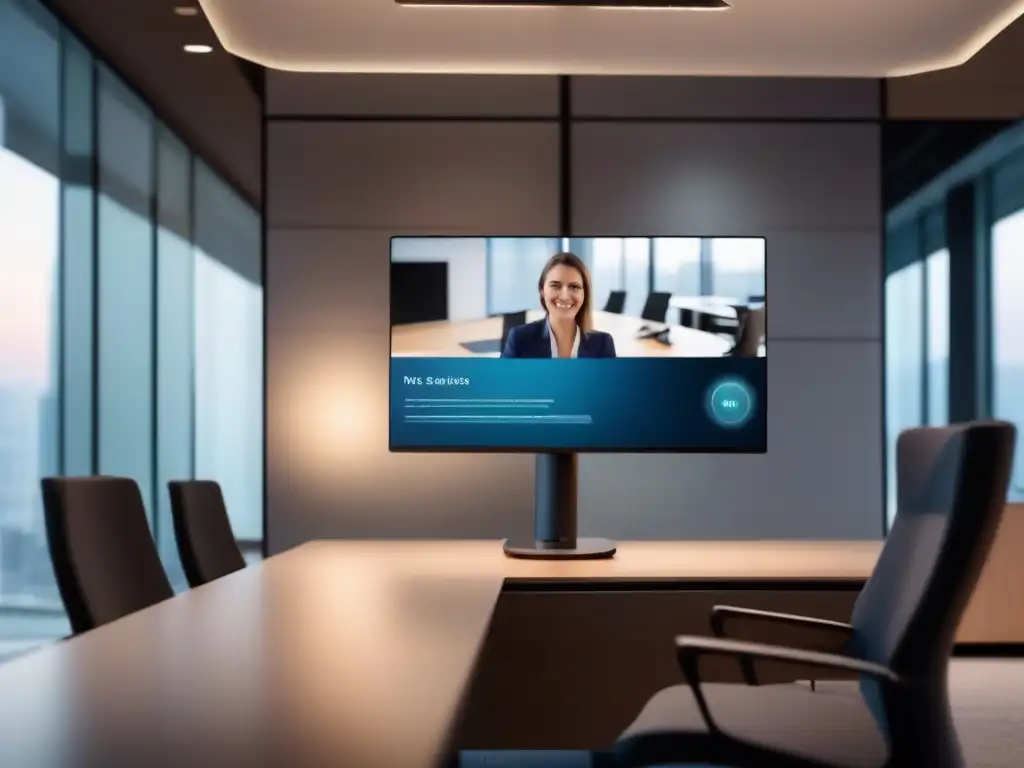 Configuración de Videoconferencia Segura Oficina moderna con videoconferencia segura
