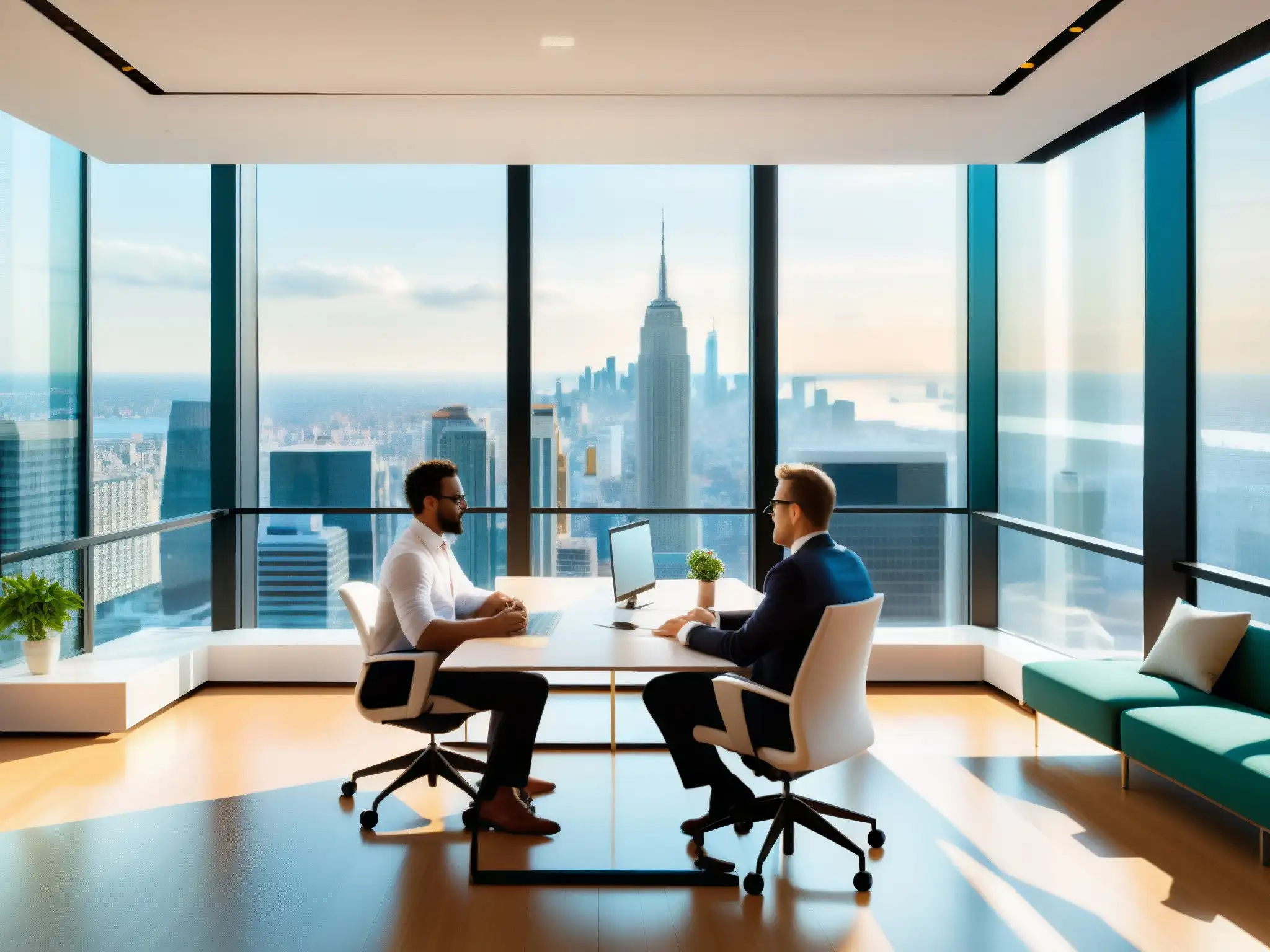 Oficina moderna con vista panorámica: Webex en acción Una oficina moderna con vista panorámica a la ciudad