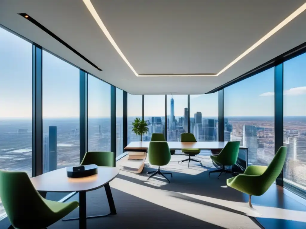 Oficina moderna con vista panorámica a la ciudad Oficina moderna con vista panorámica a la ciudad