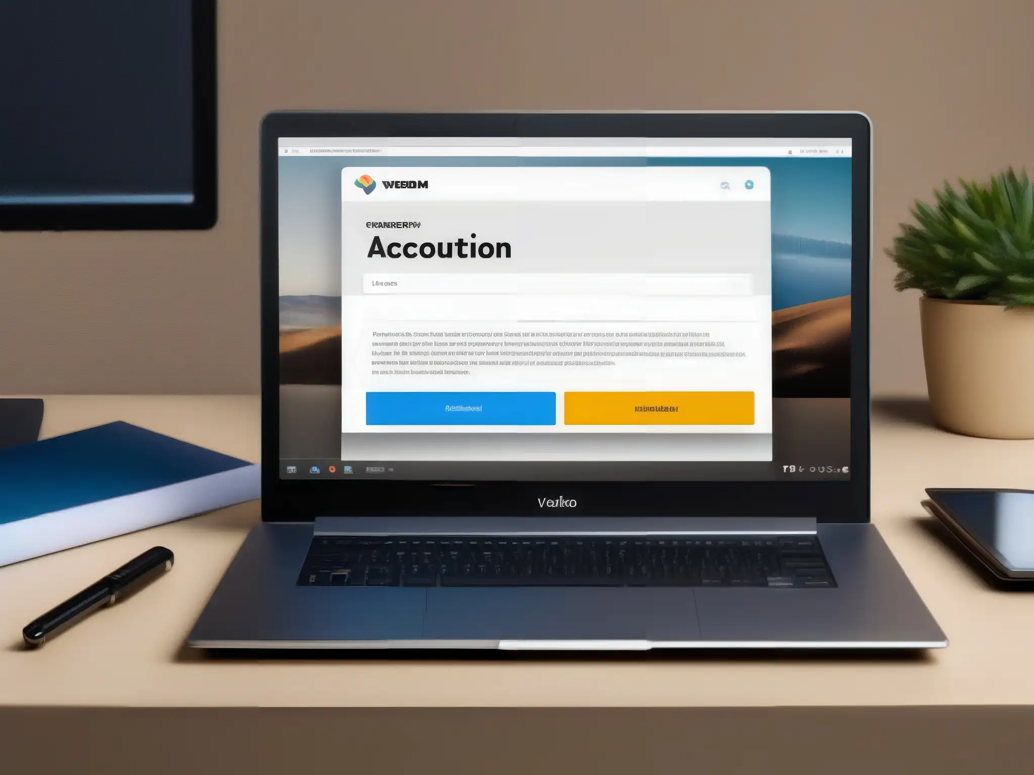 Creación de cuenta segura en VideoMeetingsHub: laptop 8k Orden y elegancia en la configuración de privacidad en VideoMeetingsHub en un moderno portátil