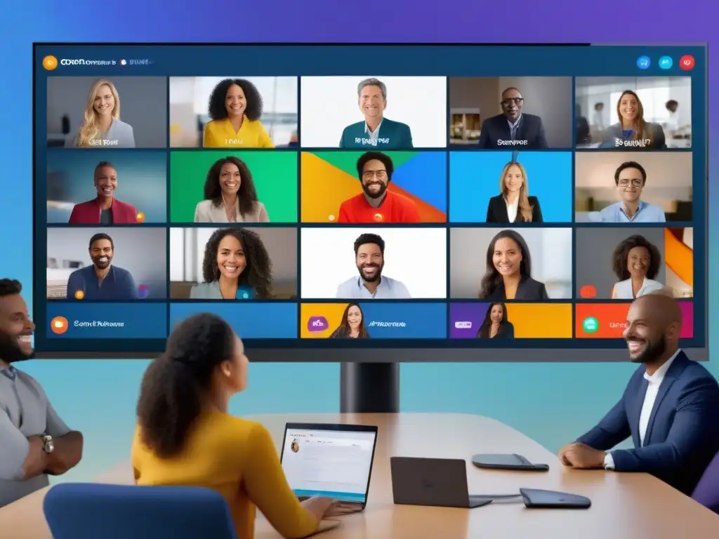 Comparativa de interfaces: GoToMeeting vs Comparación en pantalla dividida de interfaces de GoToMeeting y otras plataformas de videoconferencia