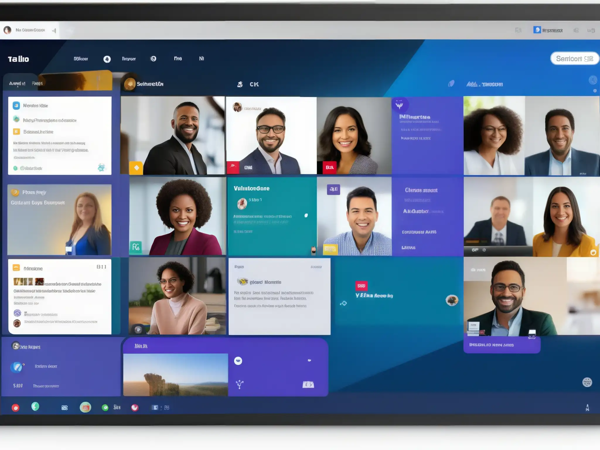 Comparación detallada Trello vs Comparación en pantalla dividida de Trello y Microsoft Teams con herramientas de videoconferencia integradas y diseño moderno