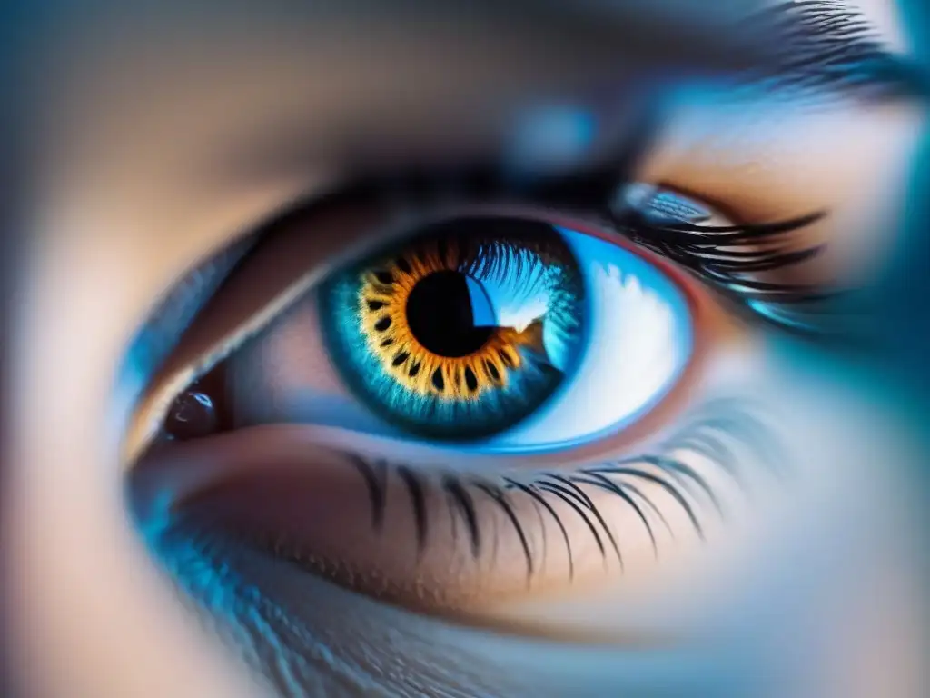 Ajuste de privacidad: Ojos enfocados en la protección digital Persona ajustando la configuración de privacidad en una app de videoconferencia, reflejada en sus ojos determinados