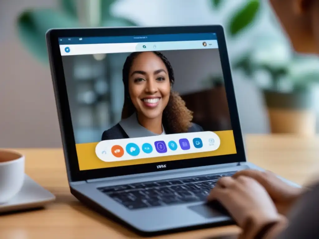 Acceso inclusivo a videoconferencias con lector de pantalla Persona usando lectores de pantalla en videoconferencia, destacando compatibilidad para ciegos