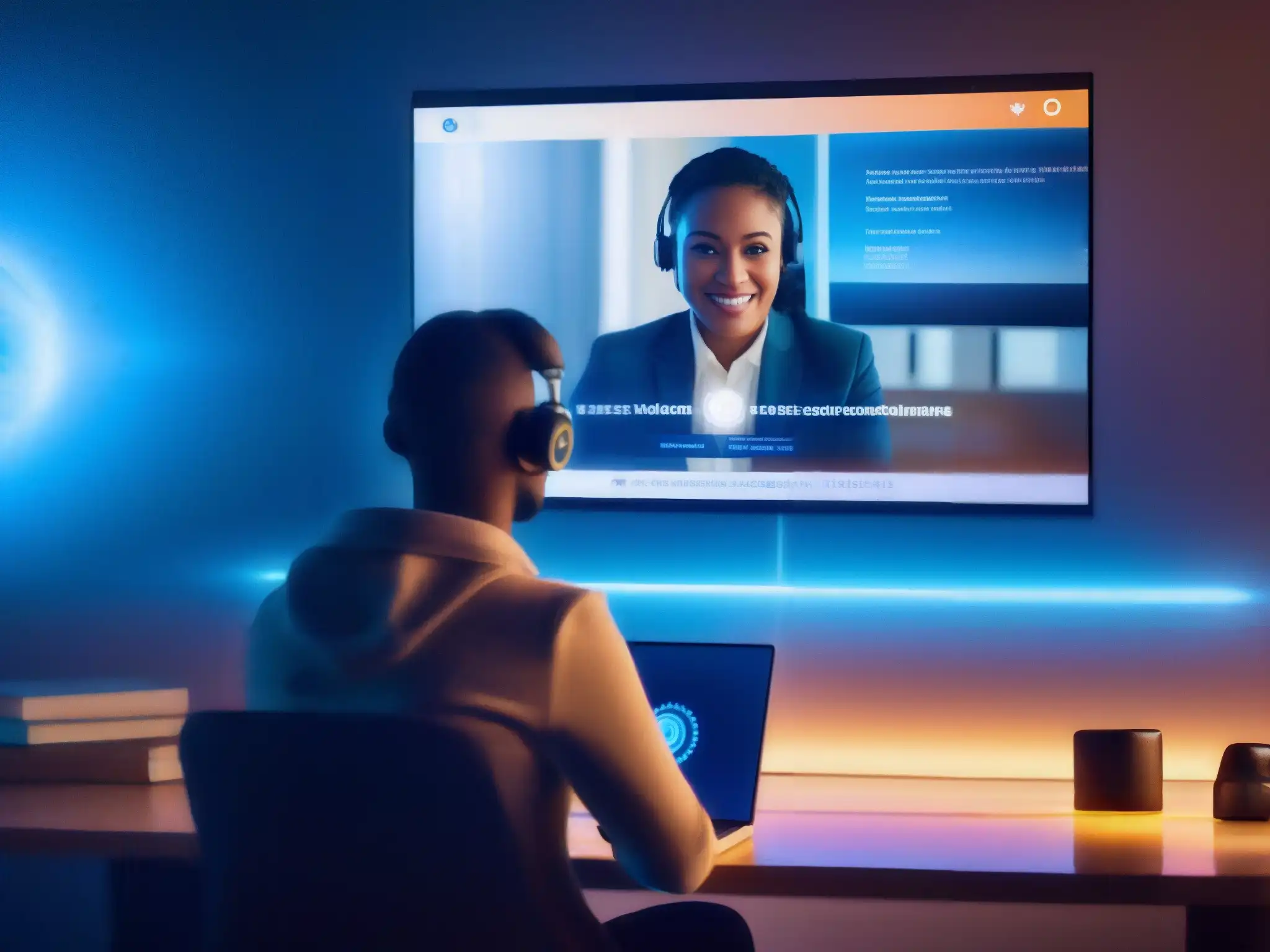 Conferencia de video cifrada: seguridad y confianza en la privacidad Persona segura en videoconferencia con protocolos de privacidad avanzados