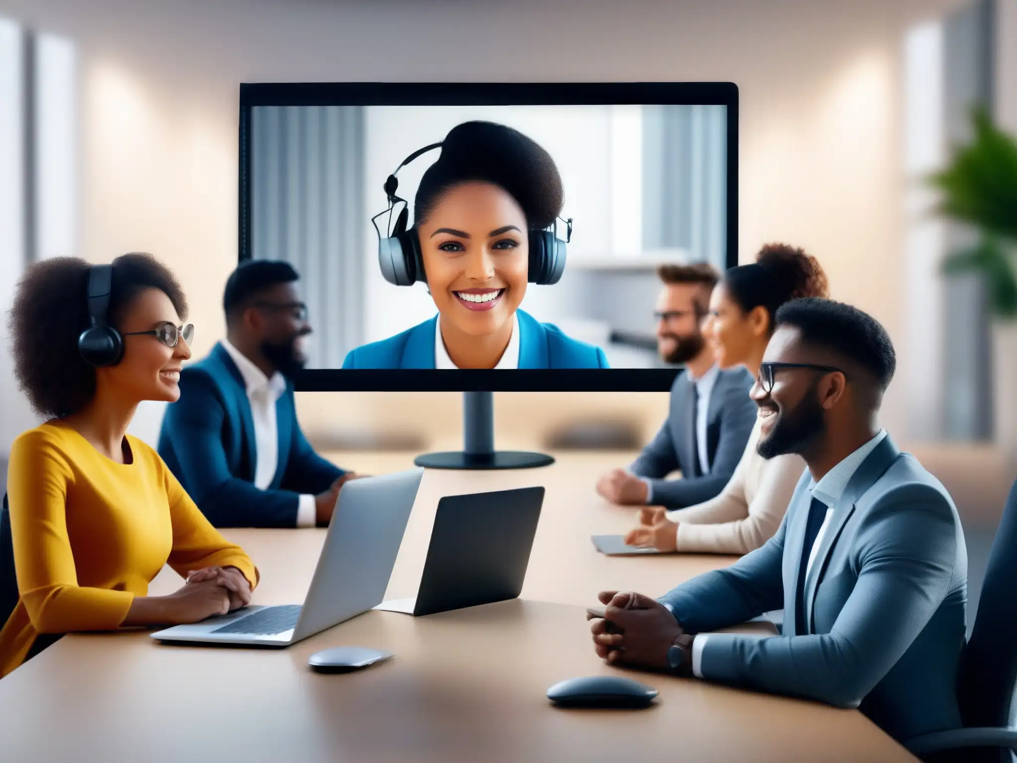 Desarrollo de la inteligencia emocional a través de videoconferencias Persona participando en videoconferencia con expresiones faciales y lenguaje corporal que reflejan inteligencia emocional