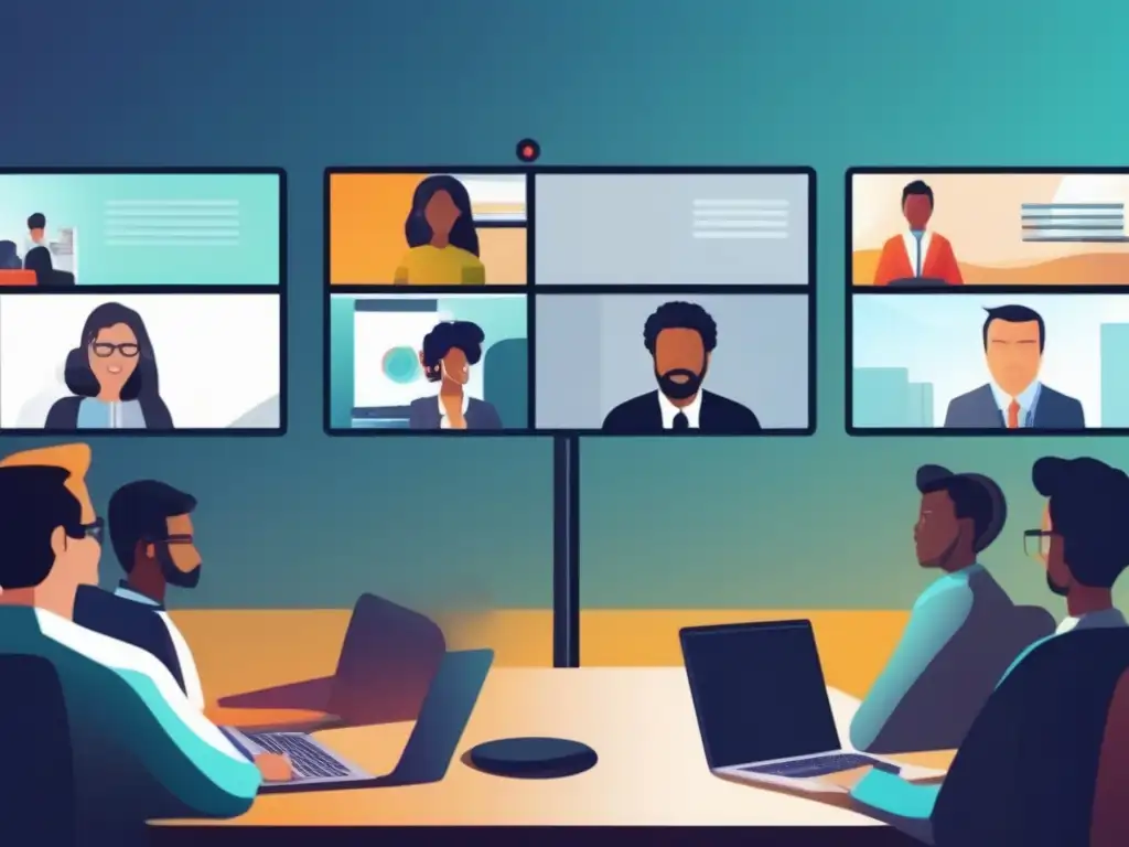 Videoconferencia profesional con excelente visibilidad Persona en videoconferencia con fondo bien iluminado y claro, siguiendo las mejores prácticas de visibilidad en videoconferencia