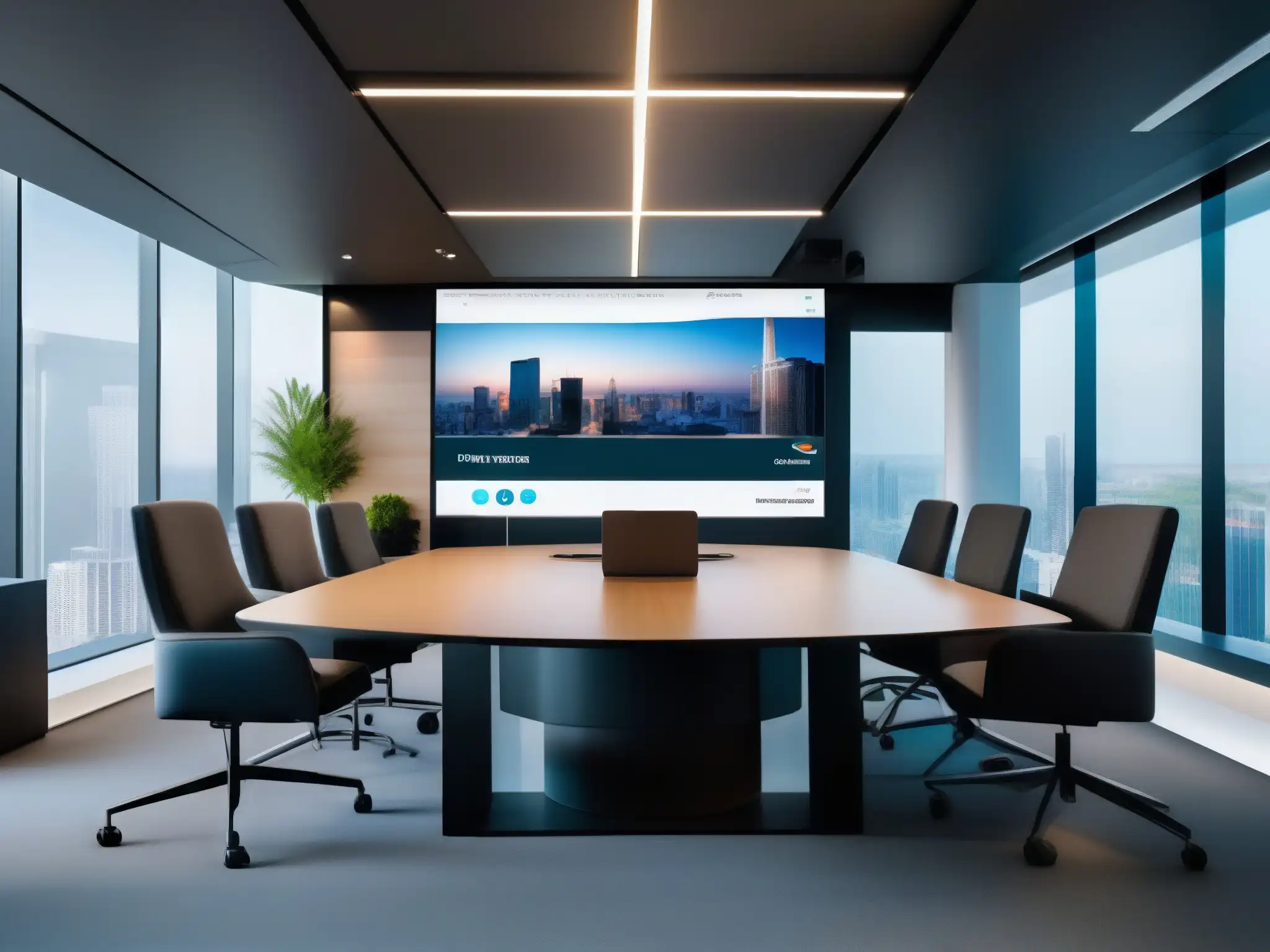 Reunión virtual profesional con fondo personalizado Persona usando videoconferencia con fondo virtual personalizado en oficina moderna