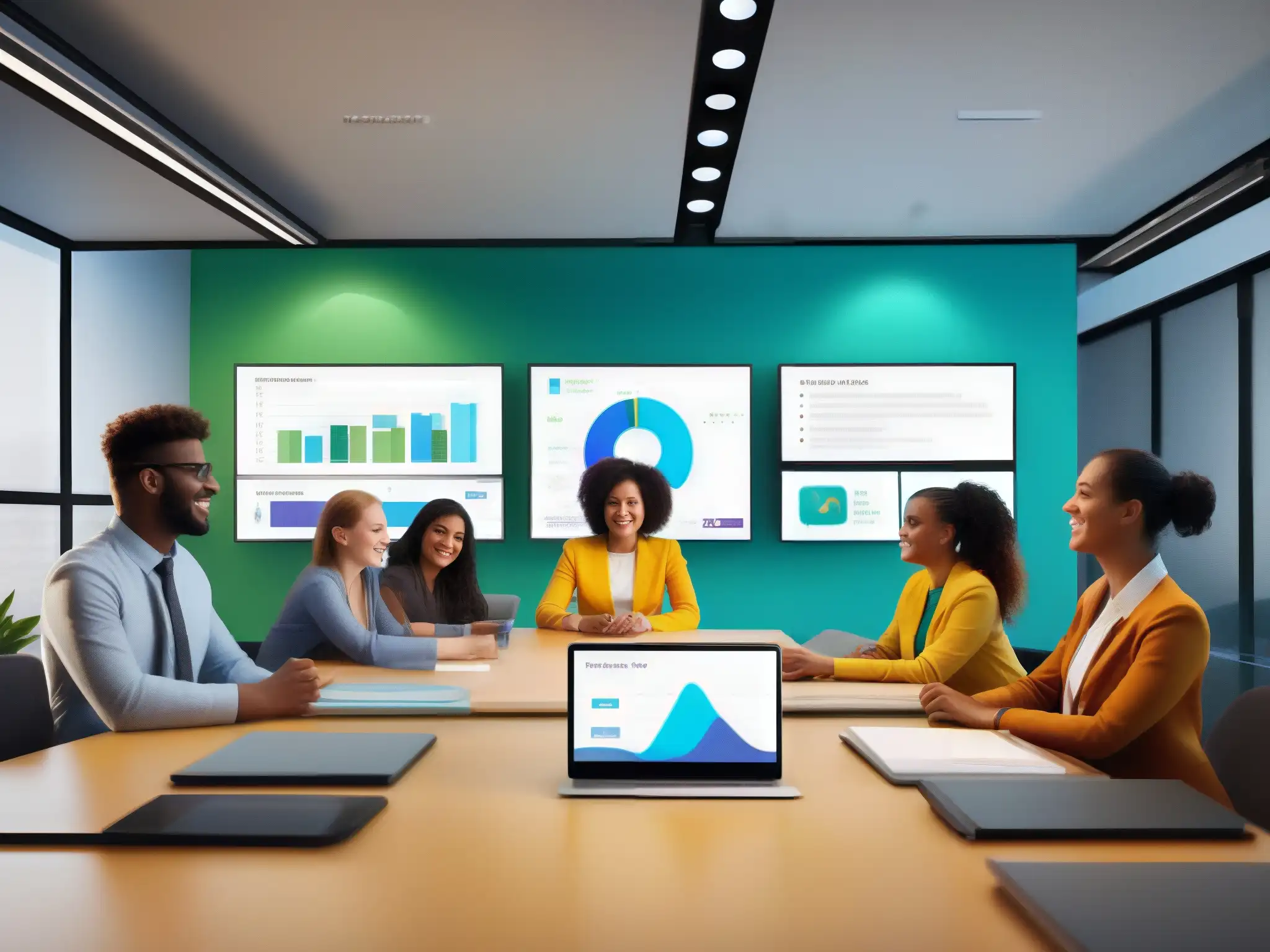 Clase virtual interactiva con estudiantes diversos Una plataforma educativa en línea de alta calidad con una diversa clase virtual