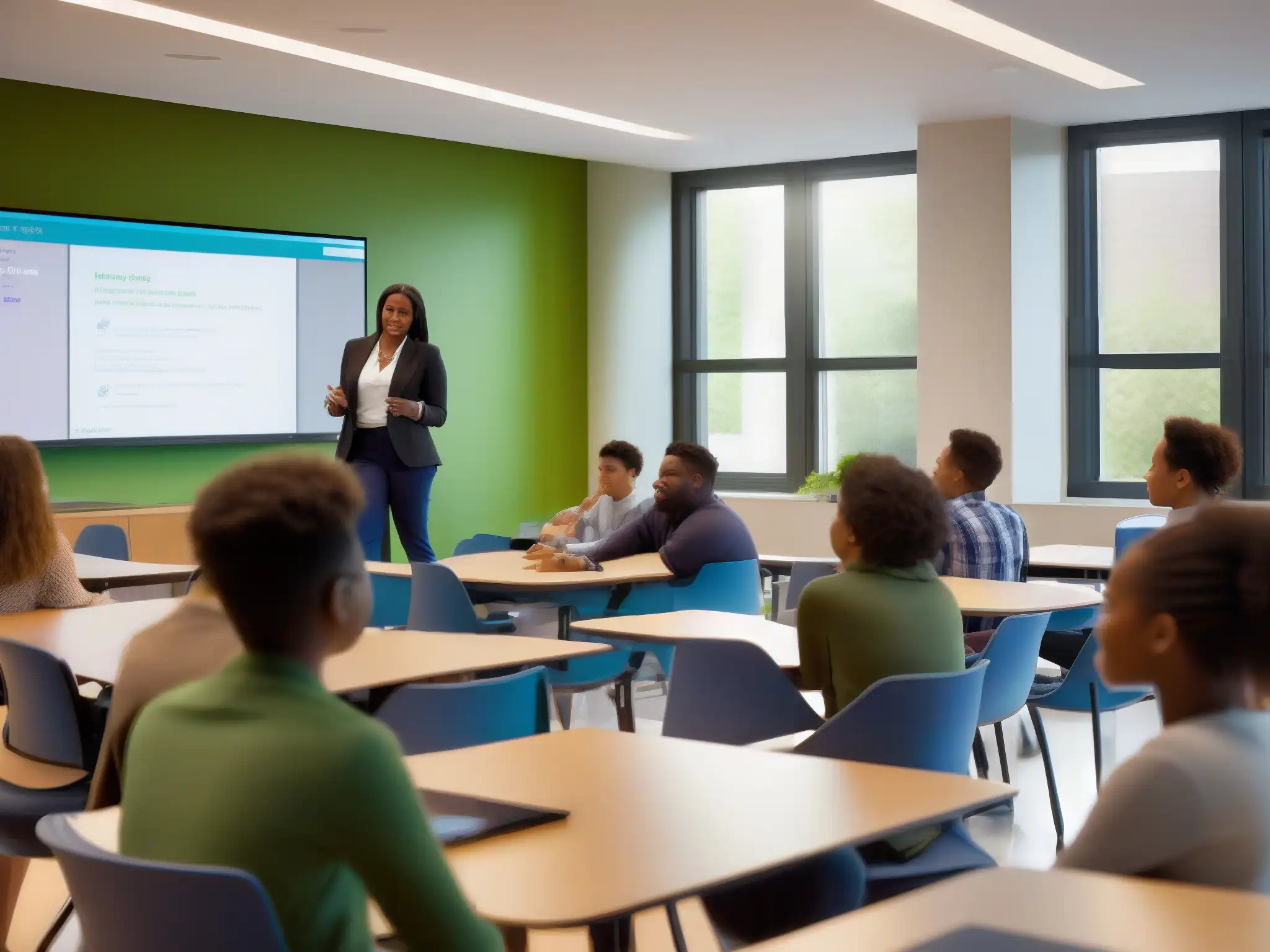 Clase innovadora con GoBrunch: integración tecnológica en acción Plataforma de videoconferencia amigable para aulas modernas con tecnología de vanguardia y ambiente cálido de aprendizaje colaborativo