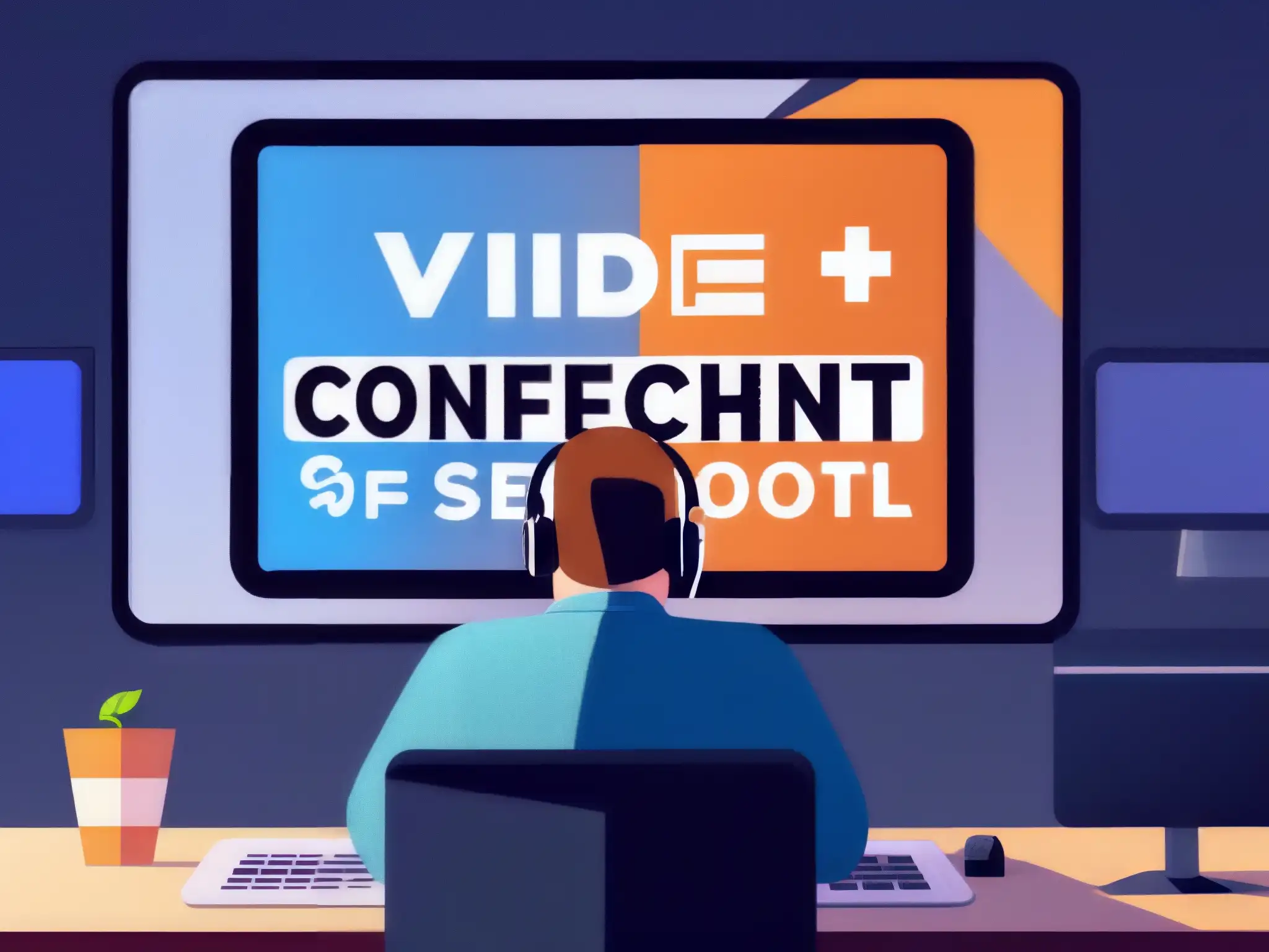 Desafíos en Videoconferencias: Solucionando Problemas Técnicos Profesional frustrado resolviendo errores comunes al automatizar videoconferencias