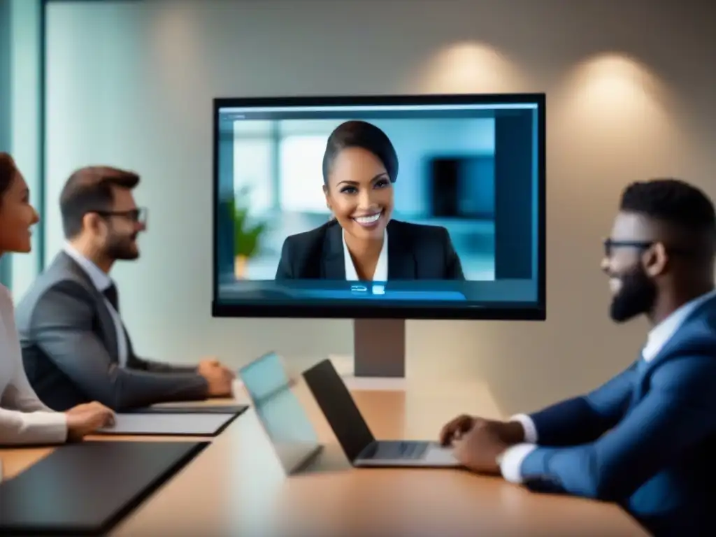 Conferencia de video profesional: impacto y modernidad Un profesional da una presentación cautivadora en videoconferencia