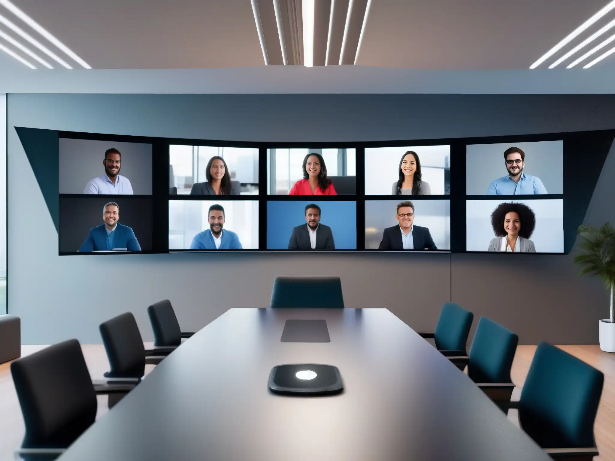 Videoconferencia profesional con tecnología avanzada de detección de fondos Profesional videoconferencia con detección de fondo en acción, integrando modernidad y profesionalismo