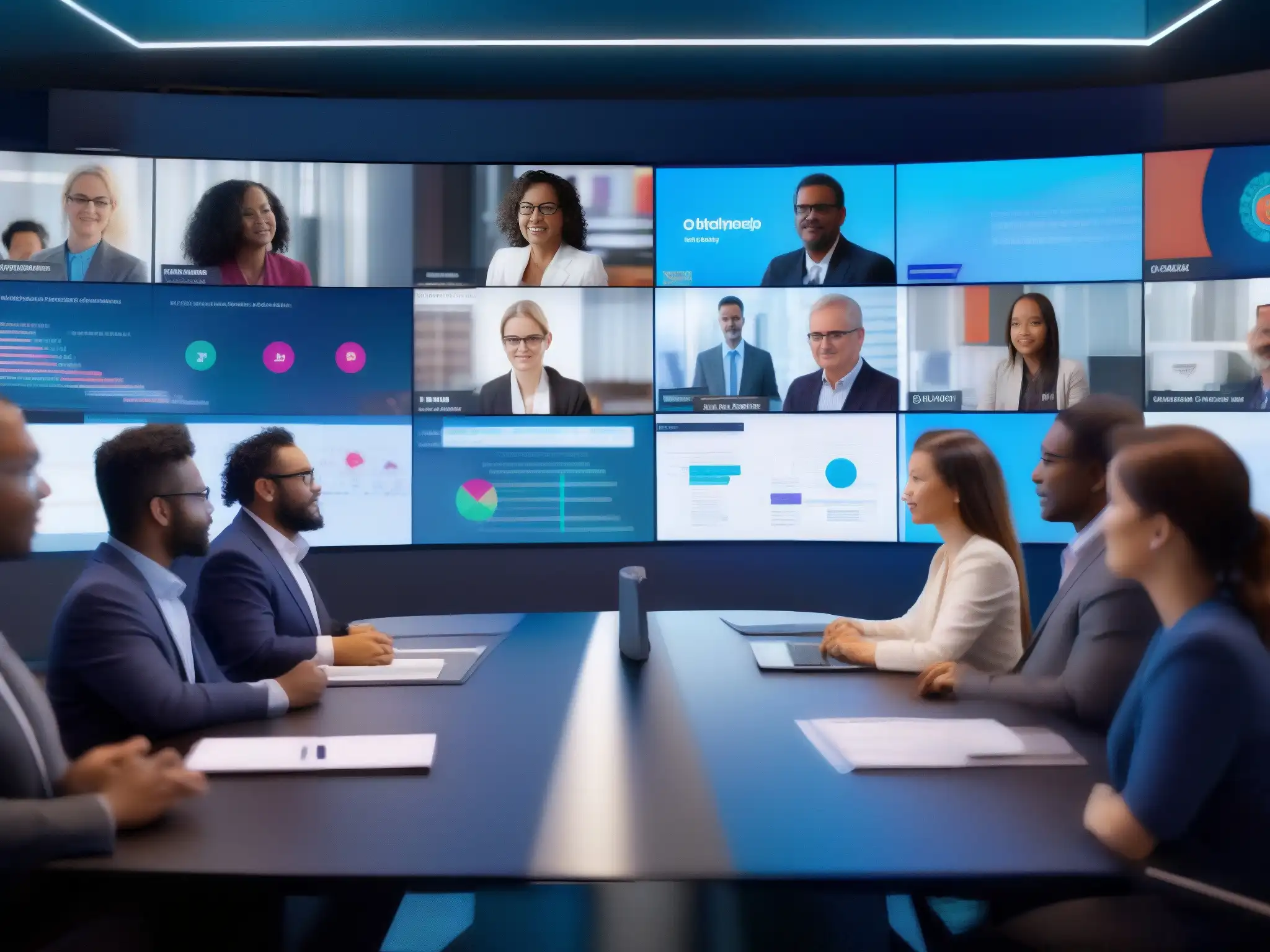 Conferencia virtual: Colaboración e innovación en alta definición Profesionales y académicos en una videoconferencia con herramientas de alta definición, colaborando e innovando juntos