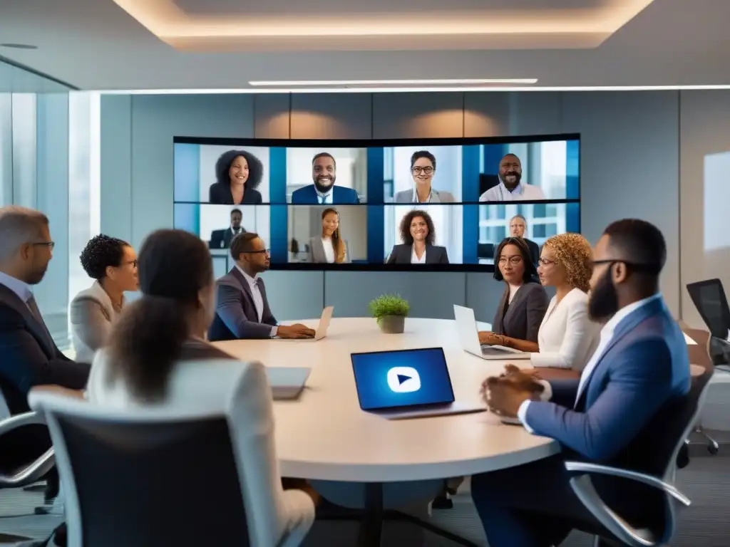 Reunión virtual de profesionales: adaptabilidad y eficiencia laboral Profesionales diversas en videoconferencia con impacto en jornadas laborales