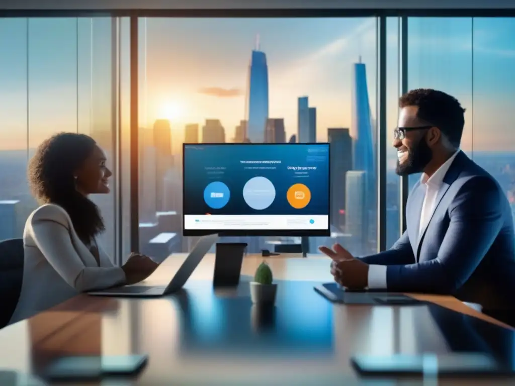 Innovación empresarial: Videoconferencia dinámica Profesionales diversificados en videoconferencia, innovando mercado de startups y la atmósfera dinámica de negocios modernos