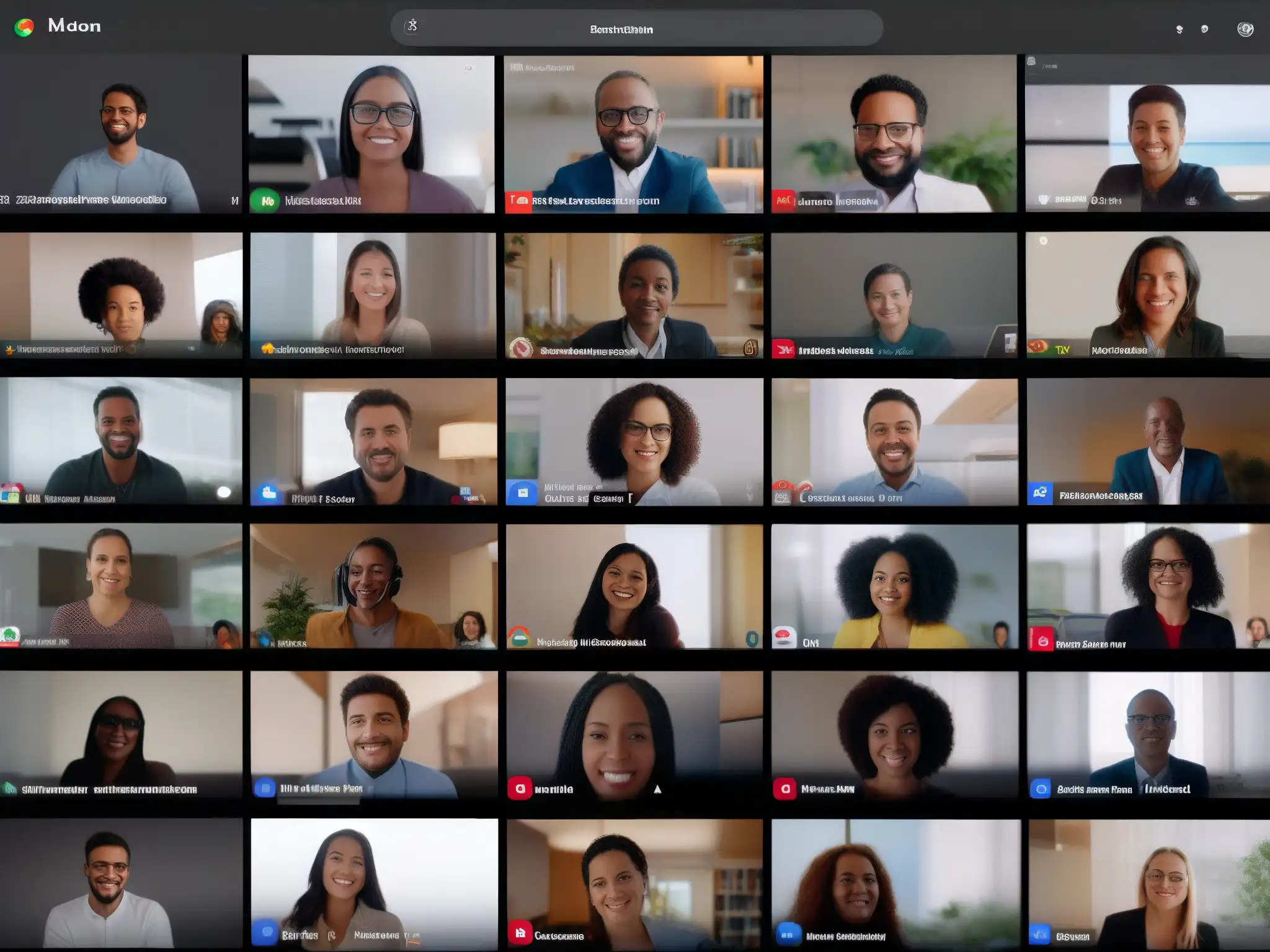 Conferencia virtual diversa con subtítulos personalizados en Google Meet Profesionales diversos colaborando en Google Meet, destacando funciones ocultas que mejoran la usabilidad e inclusividad