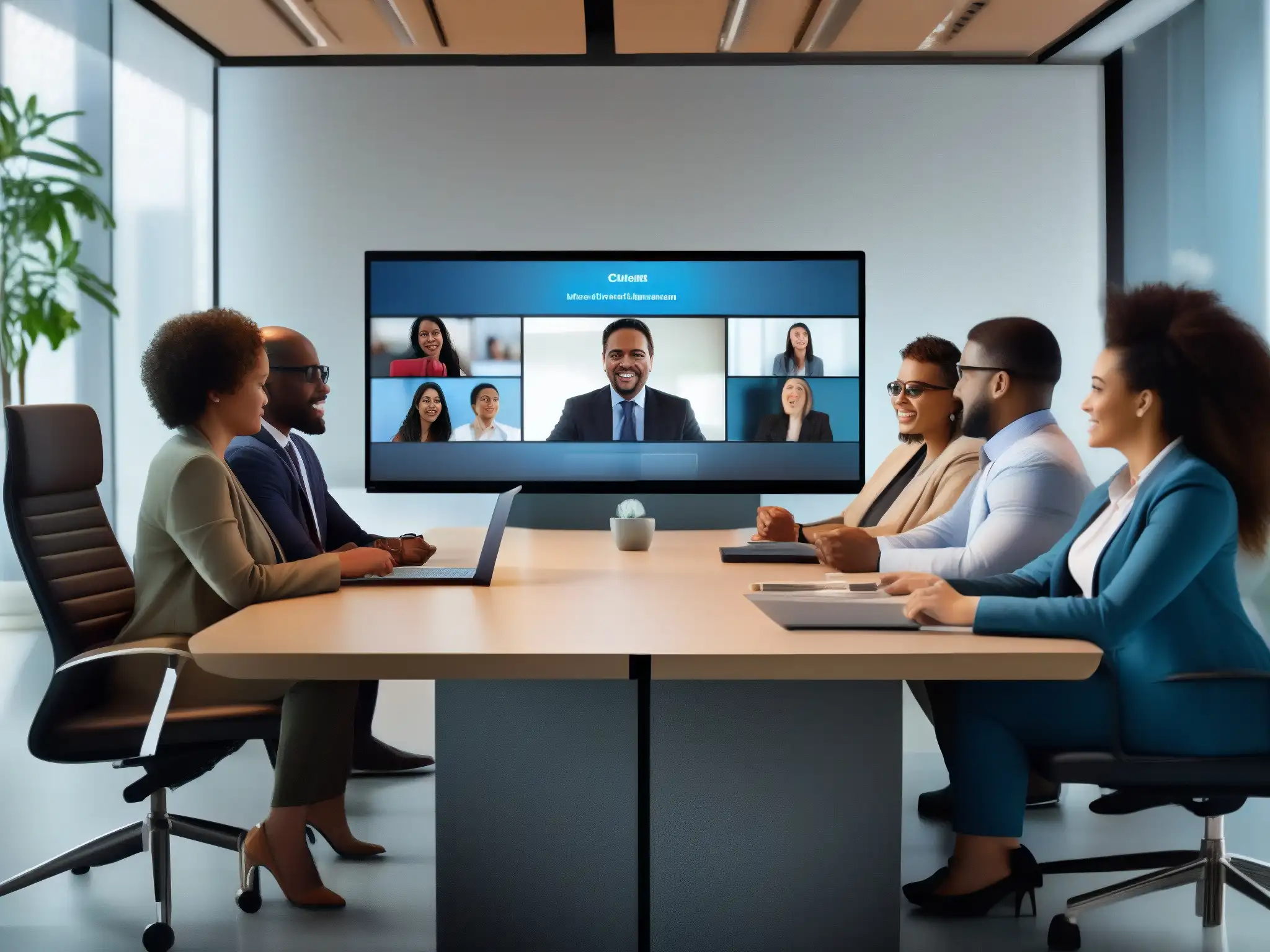 Conferencia virtual de profesionales en crisis Profesionales y educadores en videoconferencia, colaborando en una crisis