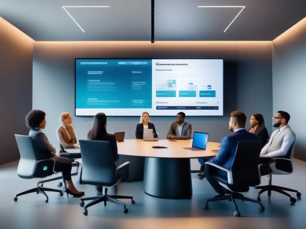 Profesionales en reunión virtual: respaldo de datos en la nube Profesionales enfocados en videoconferencia de backup de sesiones online, ambiente profesional y eficiente